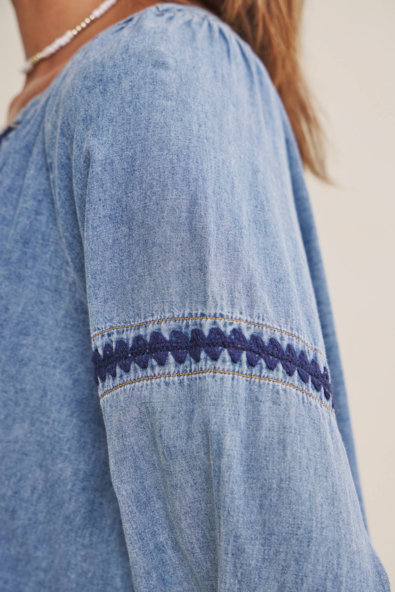 Krista Chambray Embroidered Blouse
