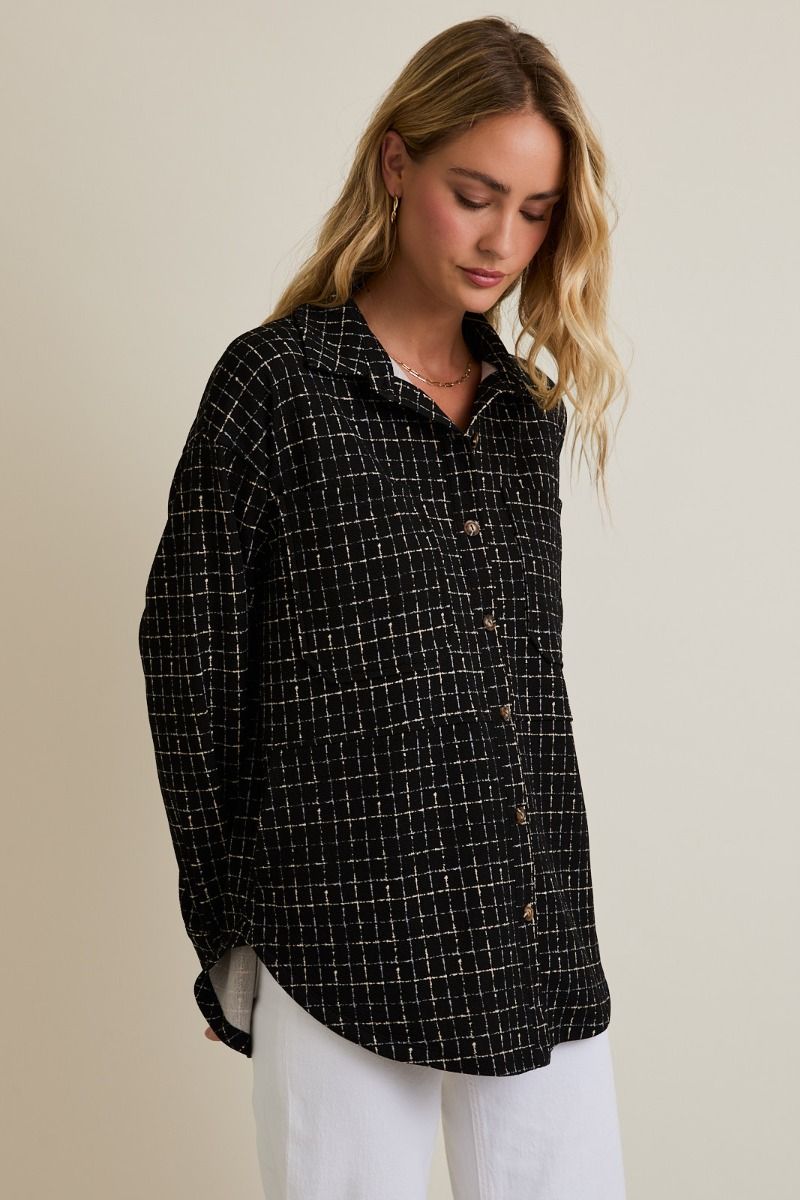 Cece Black Plaid Shacket