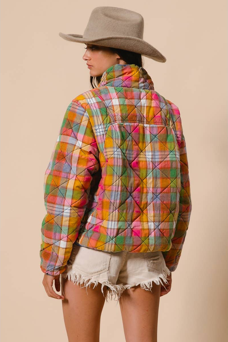 Dahlia Vintage Plaid Quilted Jacket