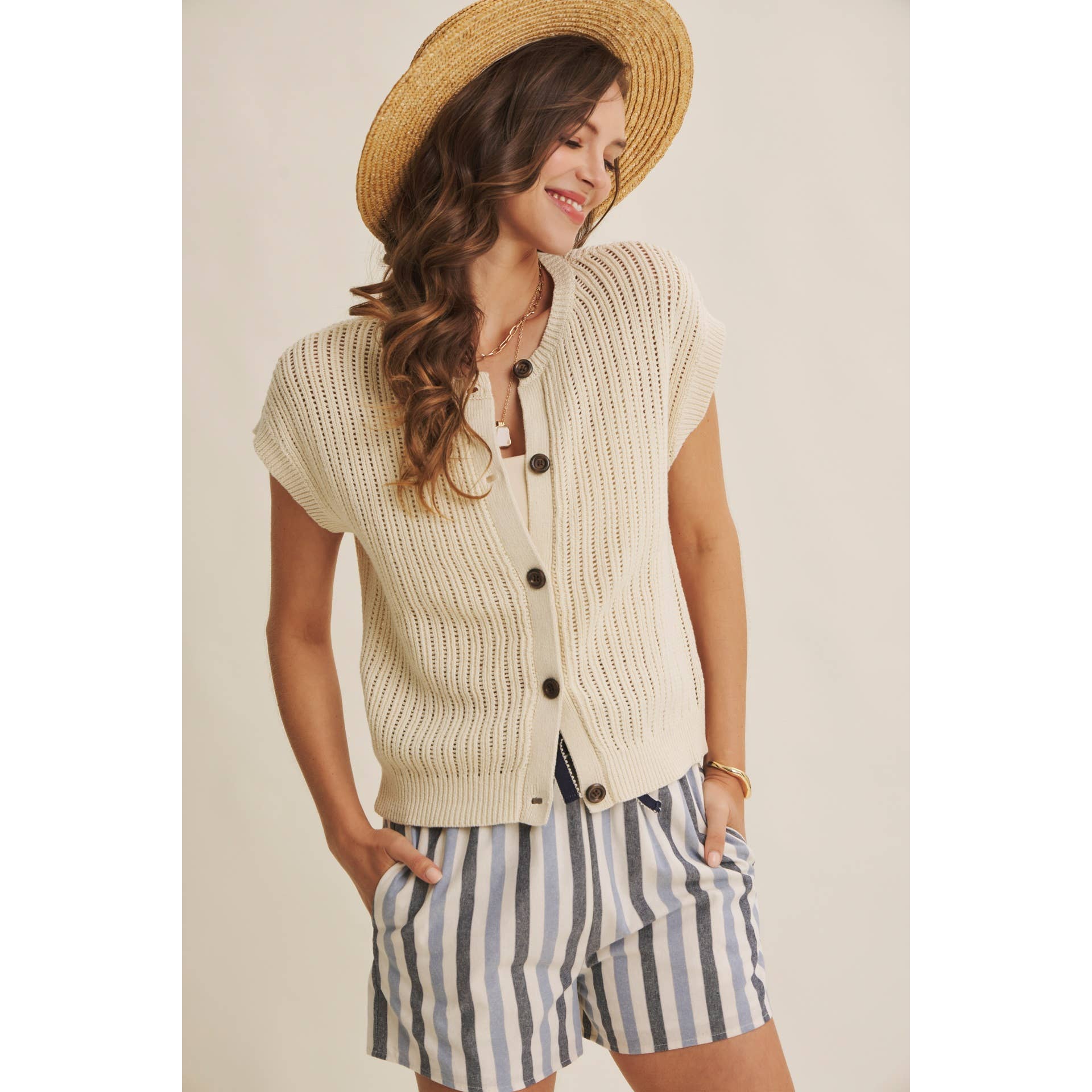 Bri Button Down Sweater Tee