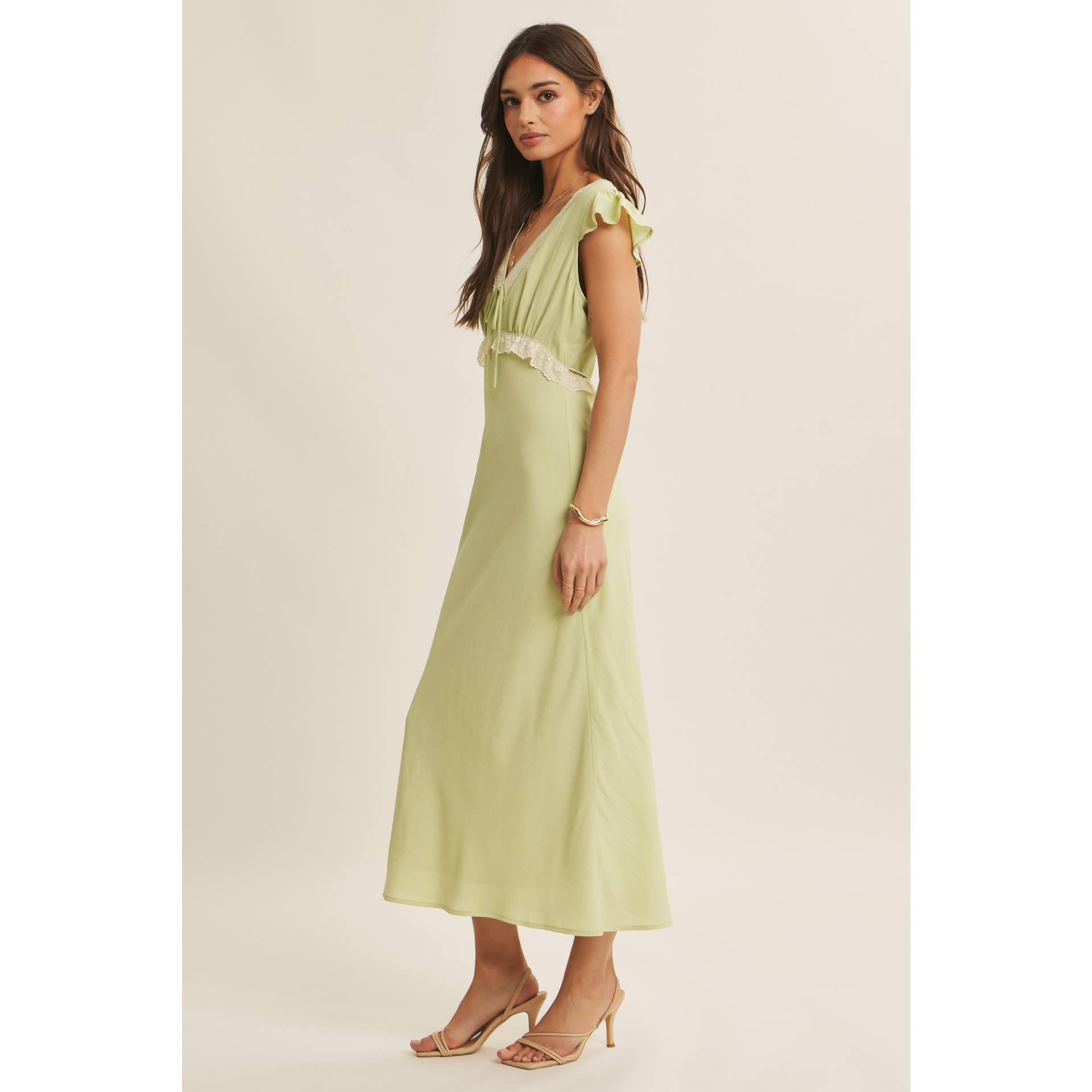 Lori Lace Trimmed Midi Dress