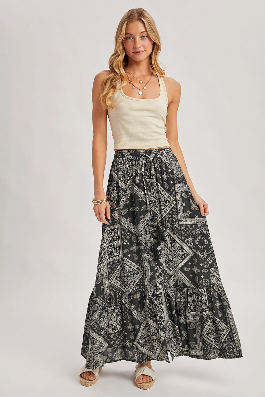 Ashton Boho Button Down Maxi Skirt