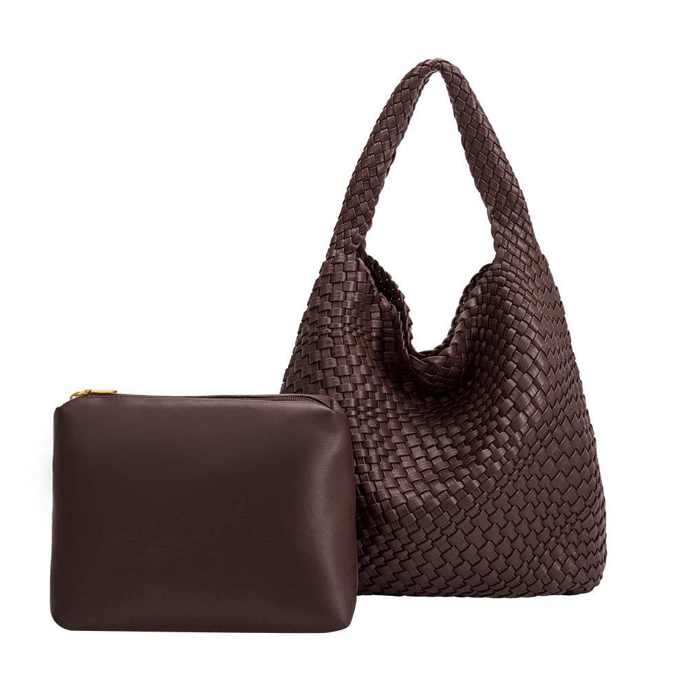 Johanna Espresso Recycled Vegan Leather Shoulder Bag