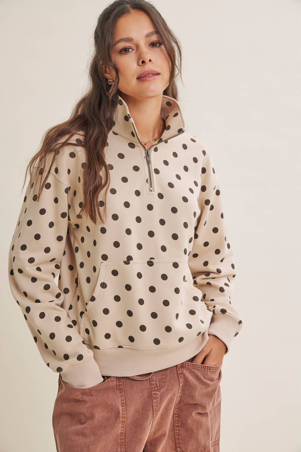 Lennox Polka Dot Half Zip Pullover