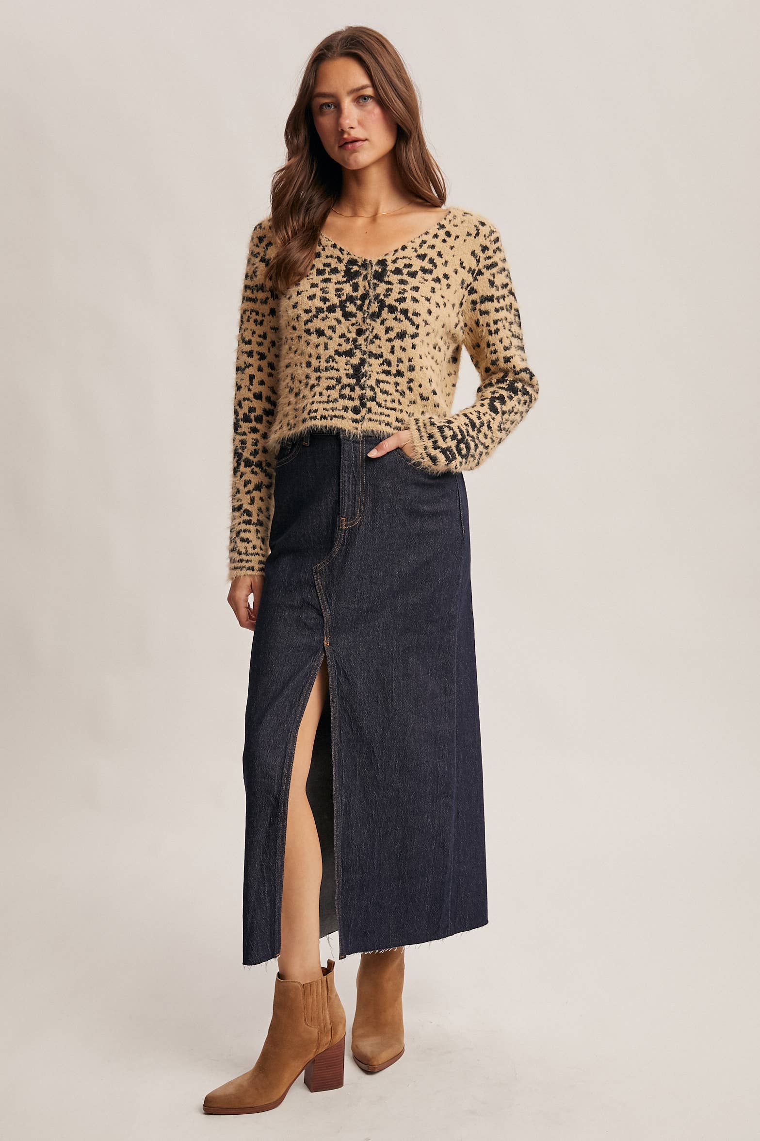 Hanna Fuzzy Leopard Cardigan
