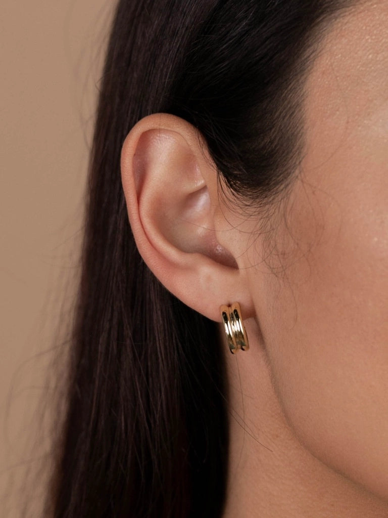 Small Bold Double Hoop Earrings