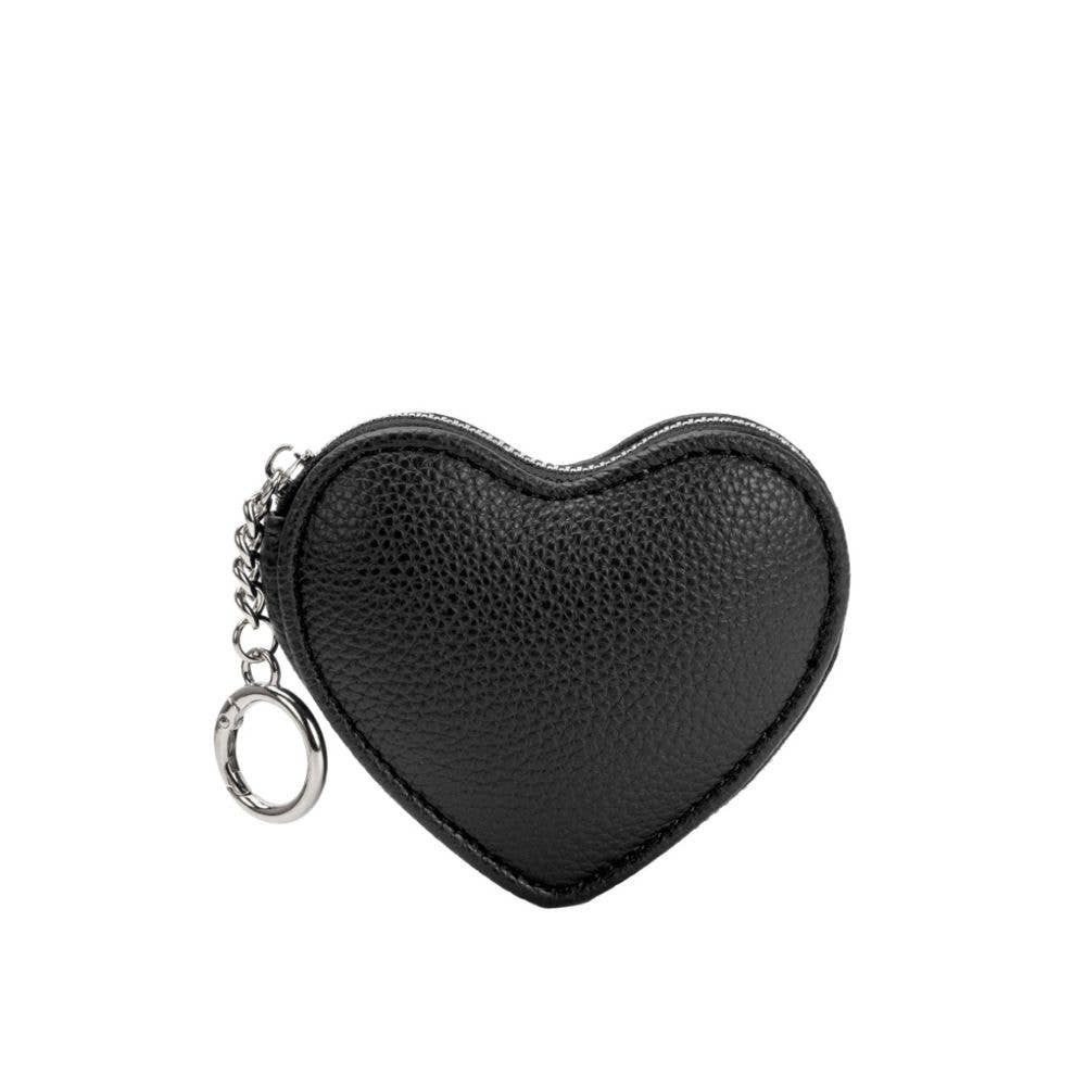 Puffy Heart Black Coin Purse Charm