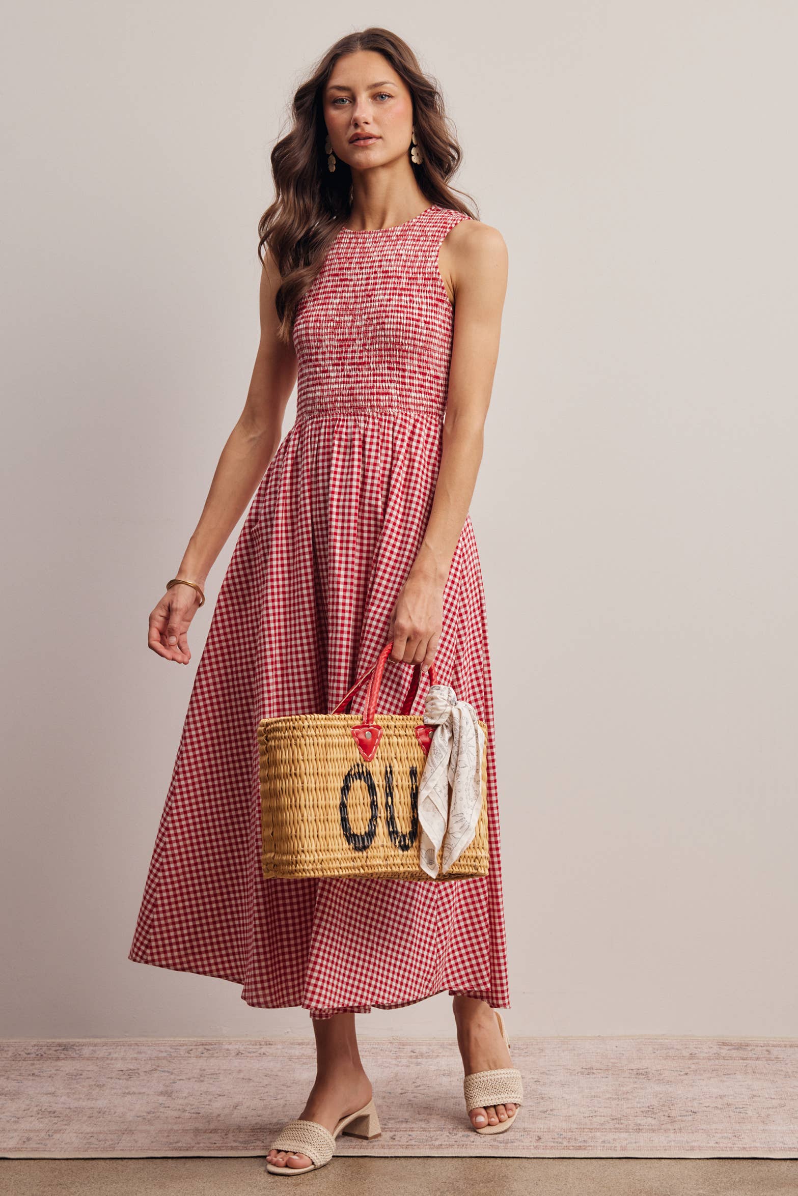 Sienna Open-Back Gingham Maxi Dress