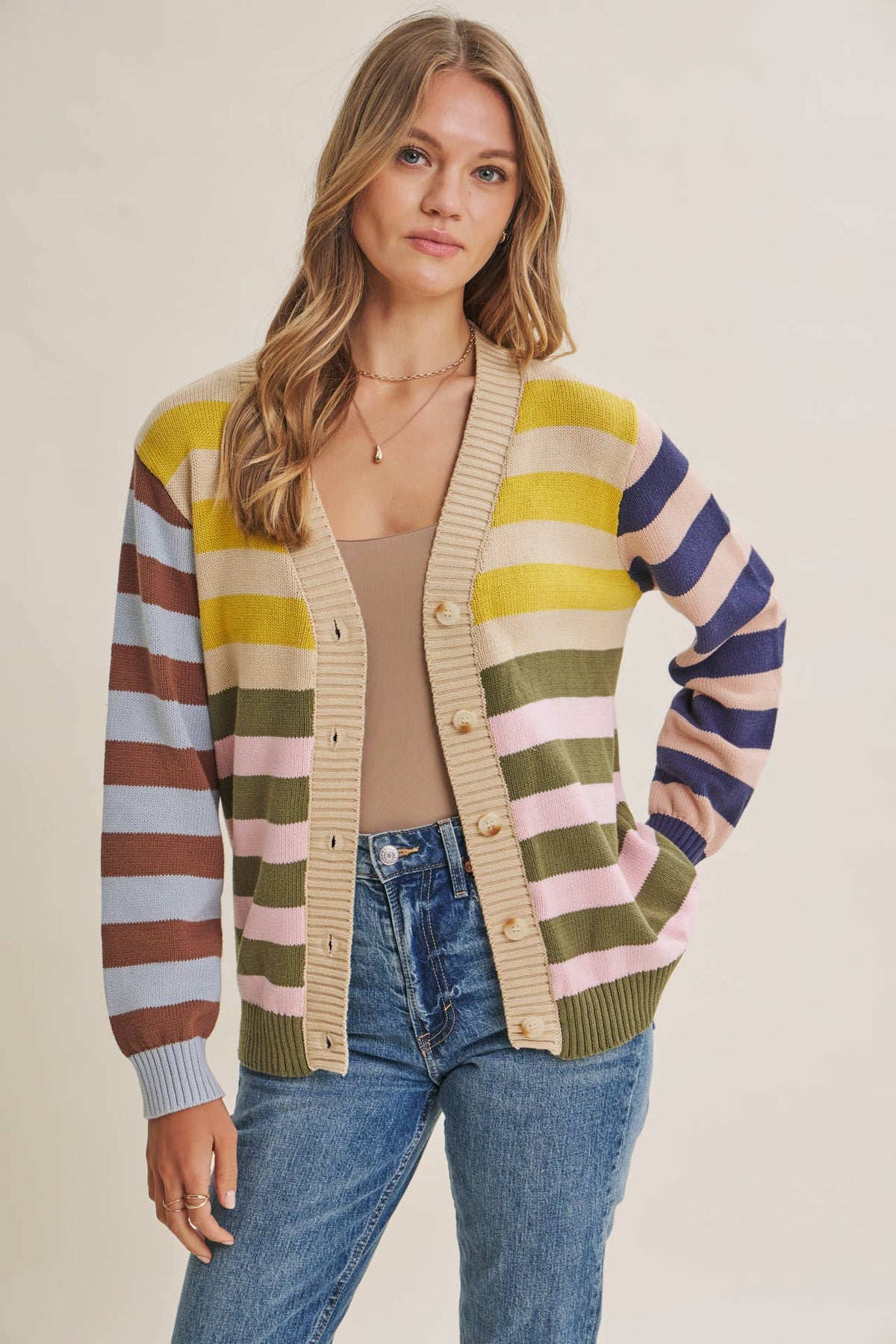 Sally Colorblock Striped Cardigan