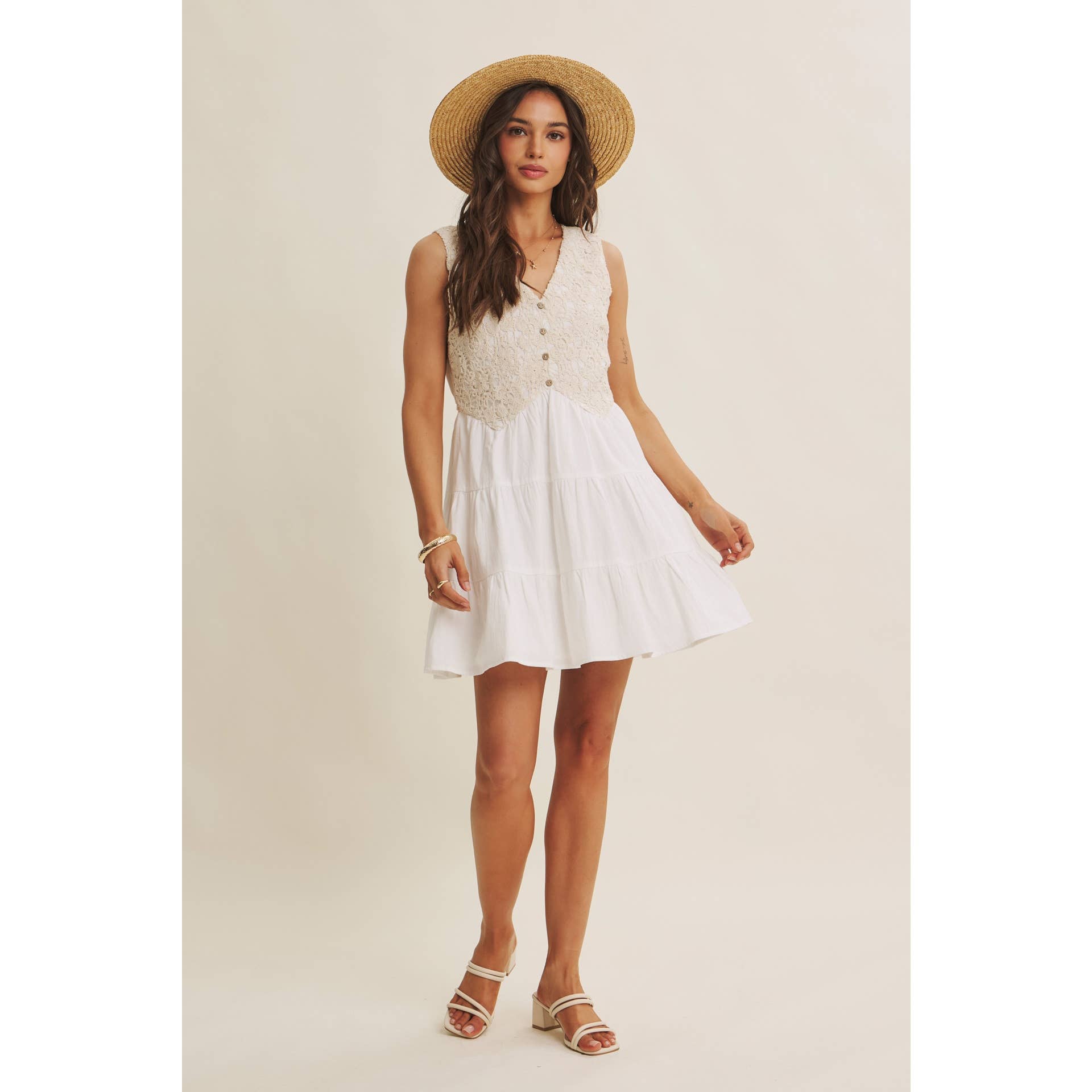 Josephine Cotton Crochet Mini Dress