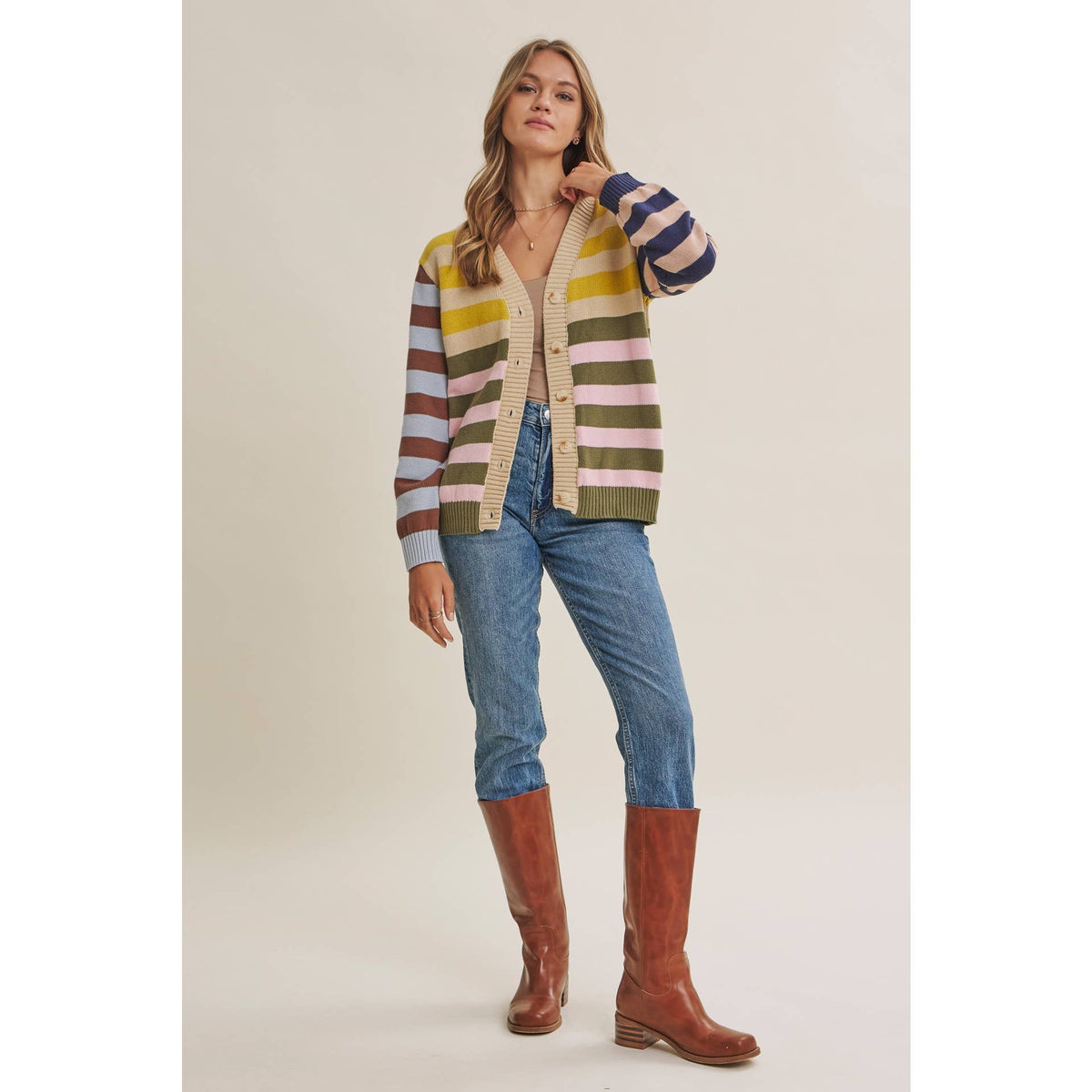 Sally Colorblock Striped Cardigan