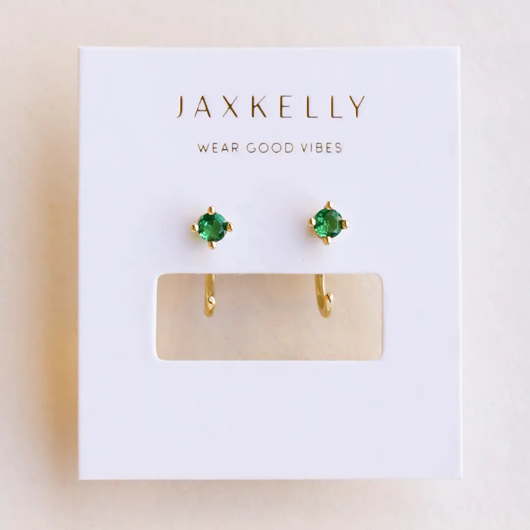 Gemstone Huggie Earrings
