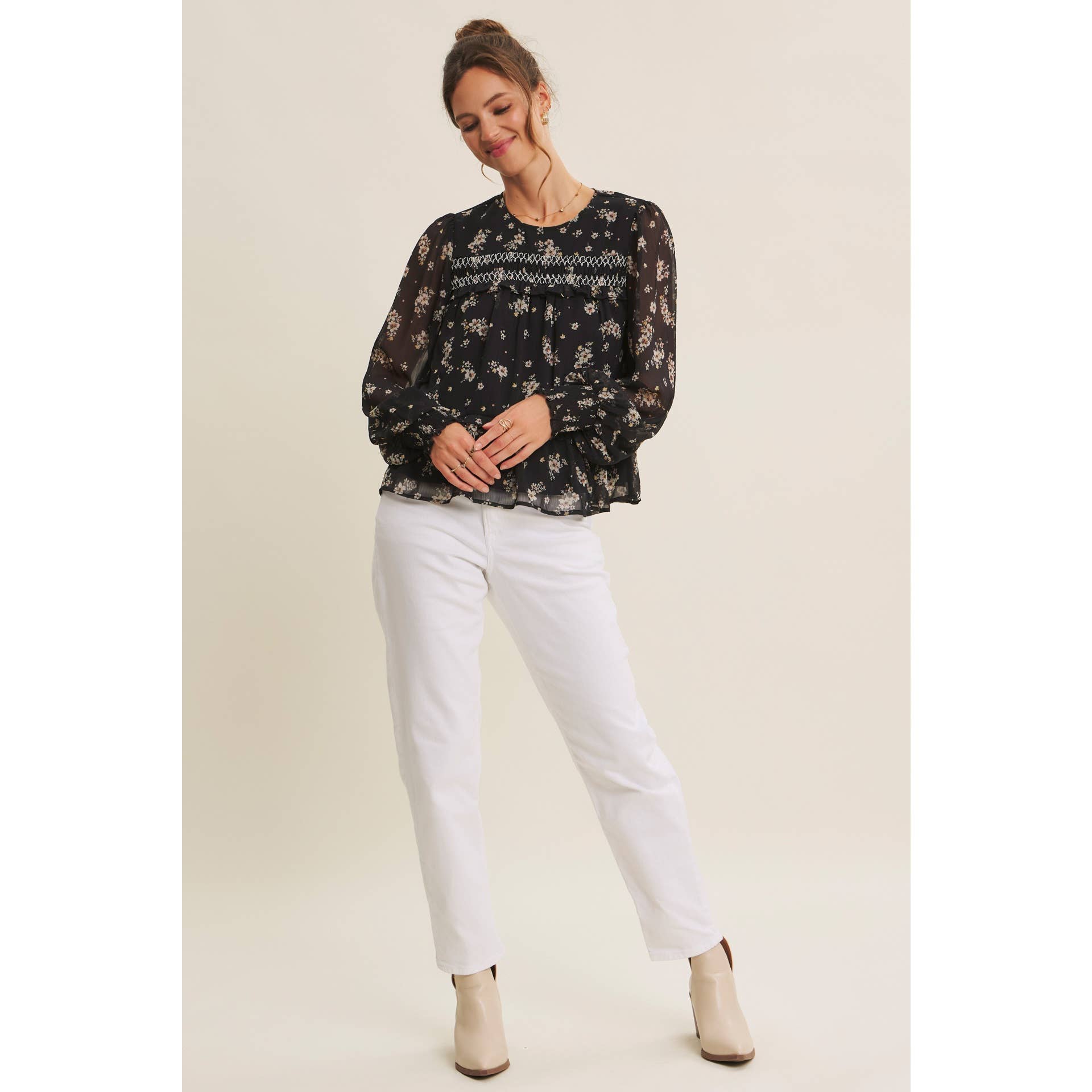 Jaime Smocked Floral Blouse