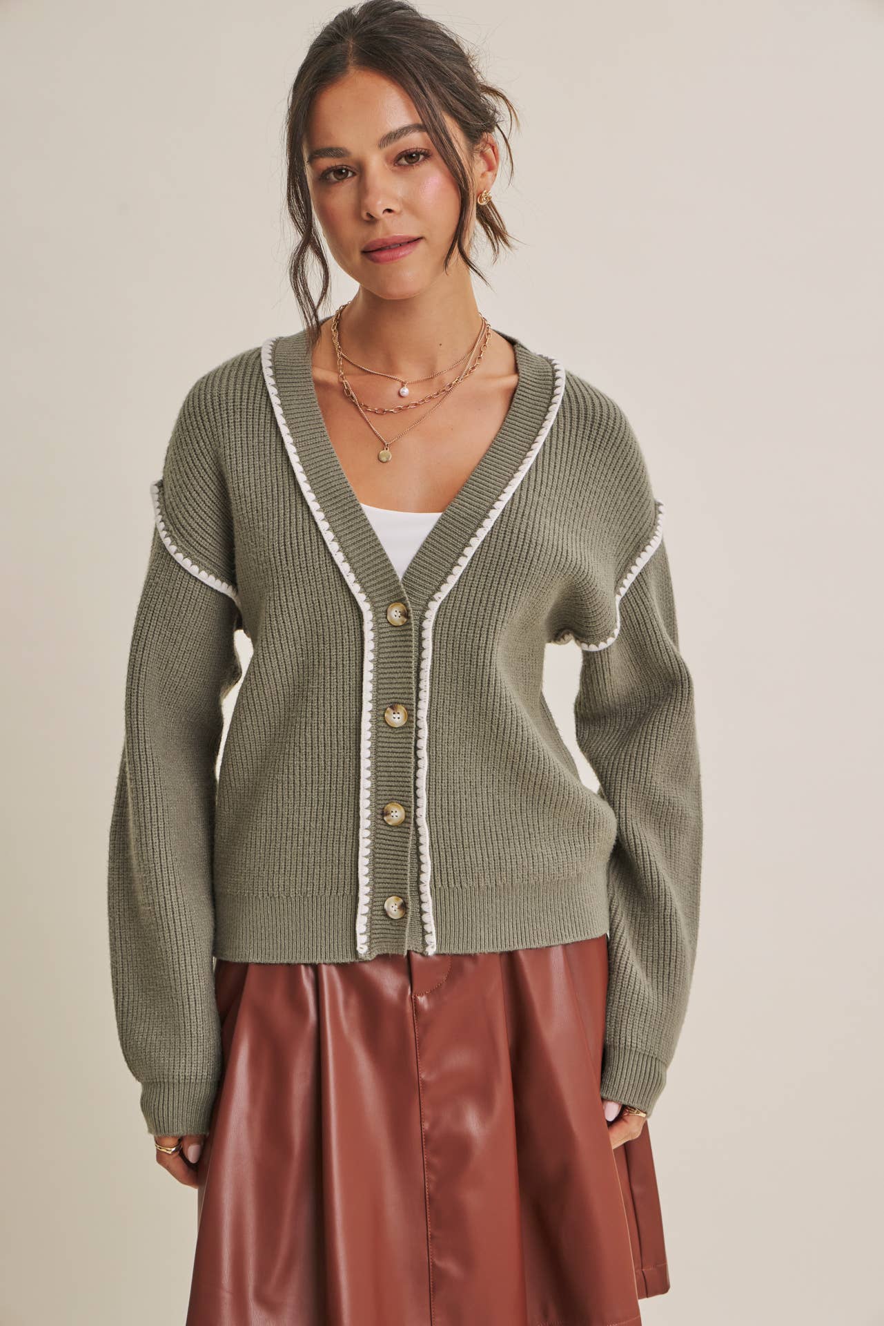Marley Contrast Stitch Cardigan