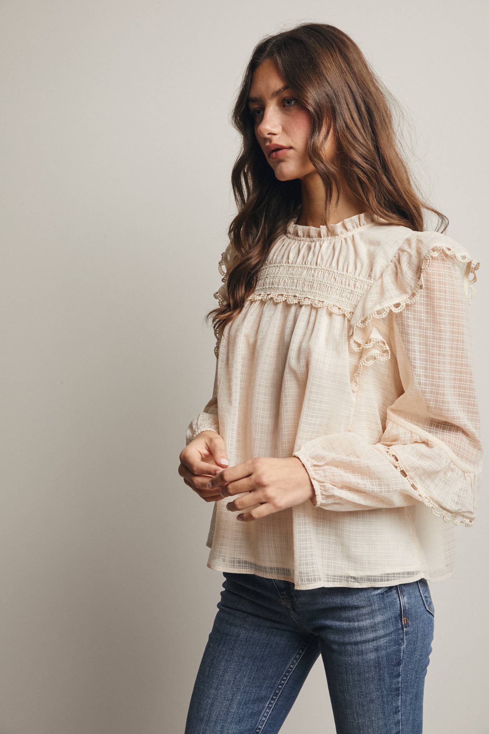 Hattie Lace Trim Blouse