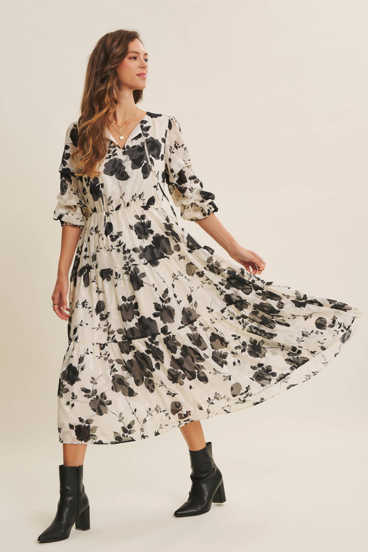 Lauren Jacquard Floral Maxi Dress