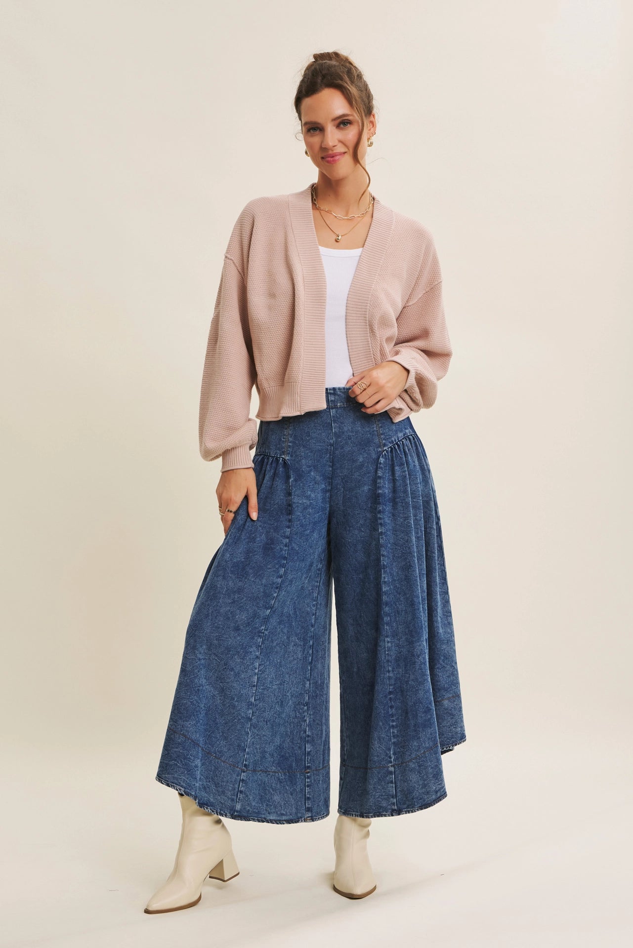 Rachel Waffle Open Cardigan