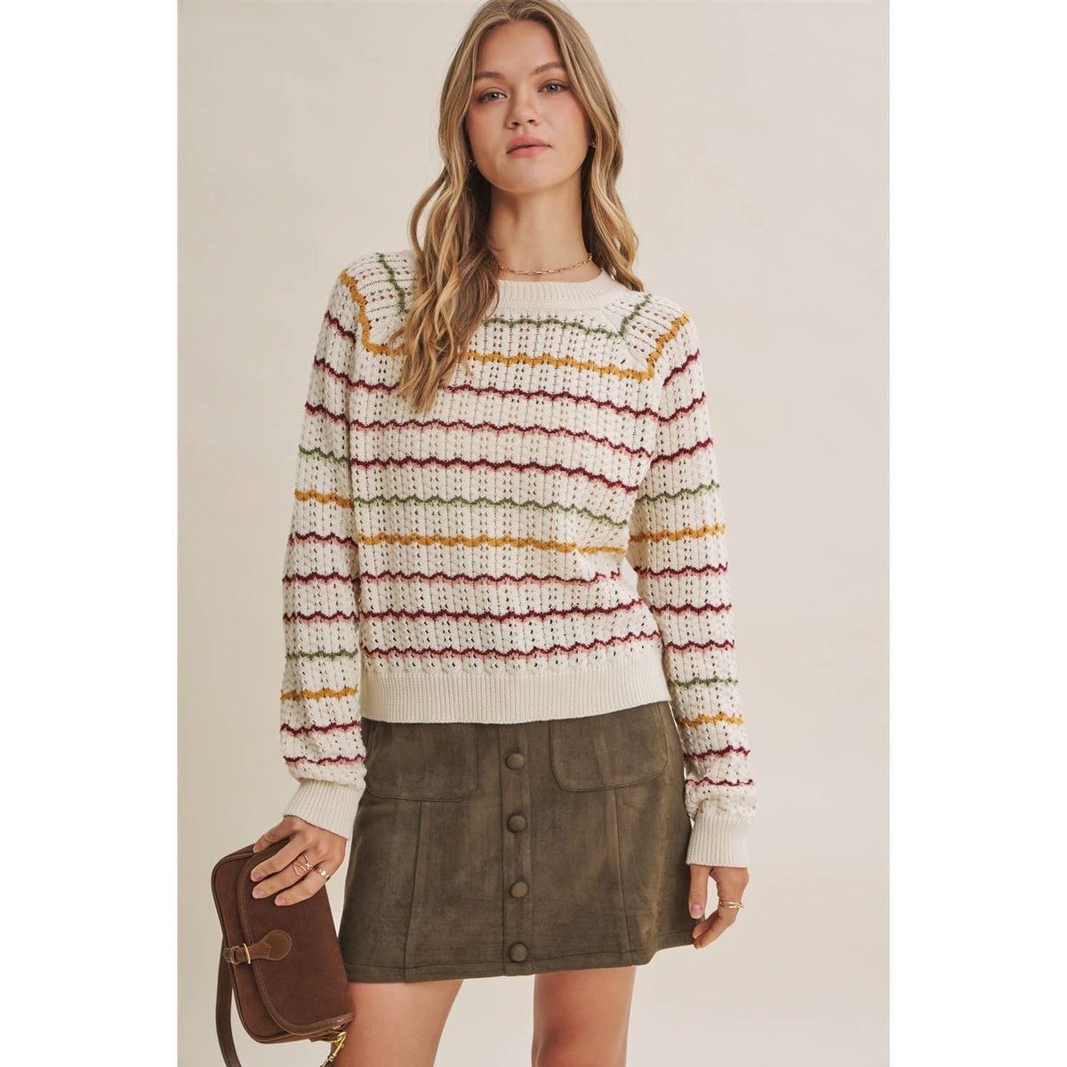 Clover Scallop Stripe Sweater