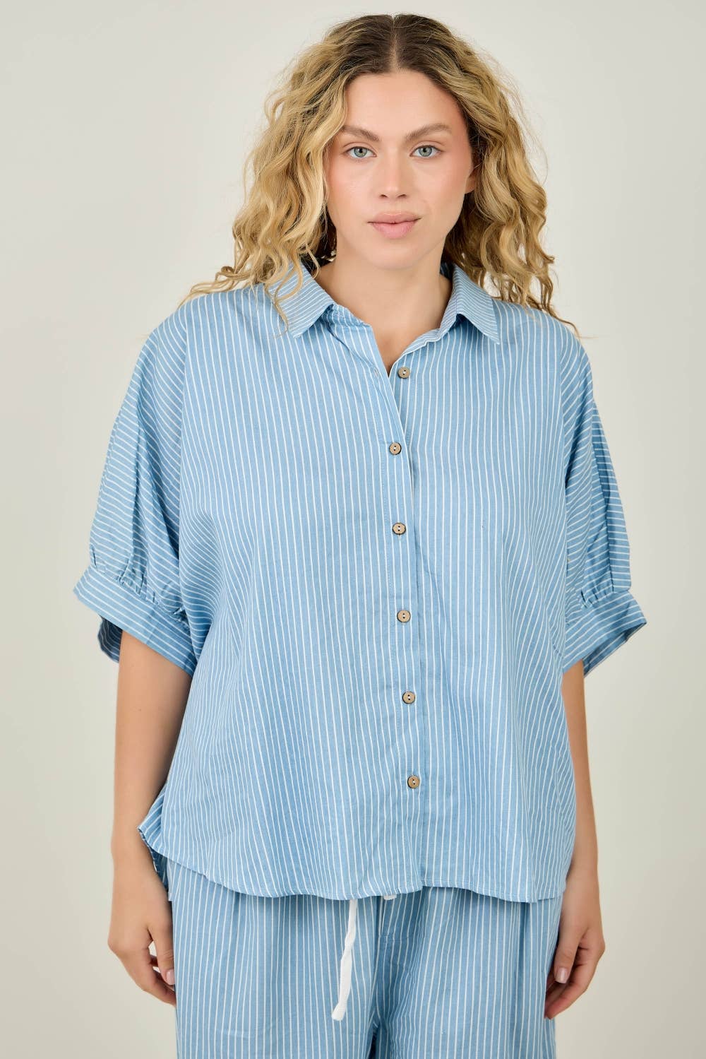Sasha Pinstripe Button Down Top