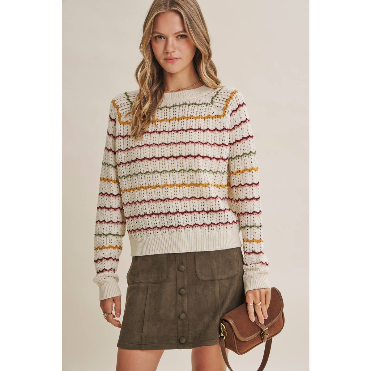 Clover Scallop Stripe Sweater