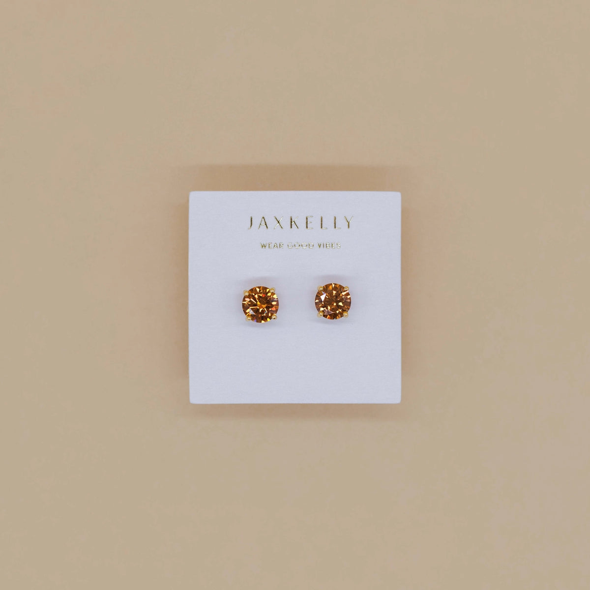 Gold Round CZ Earrings