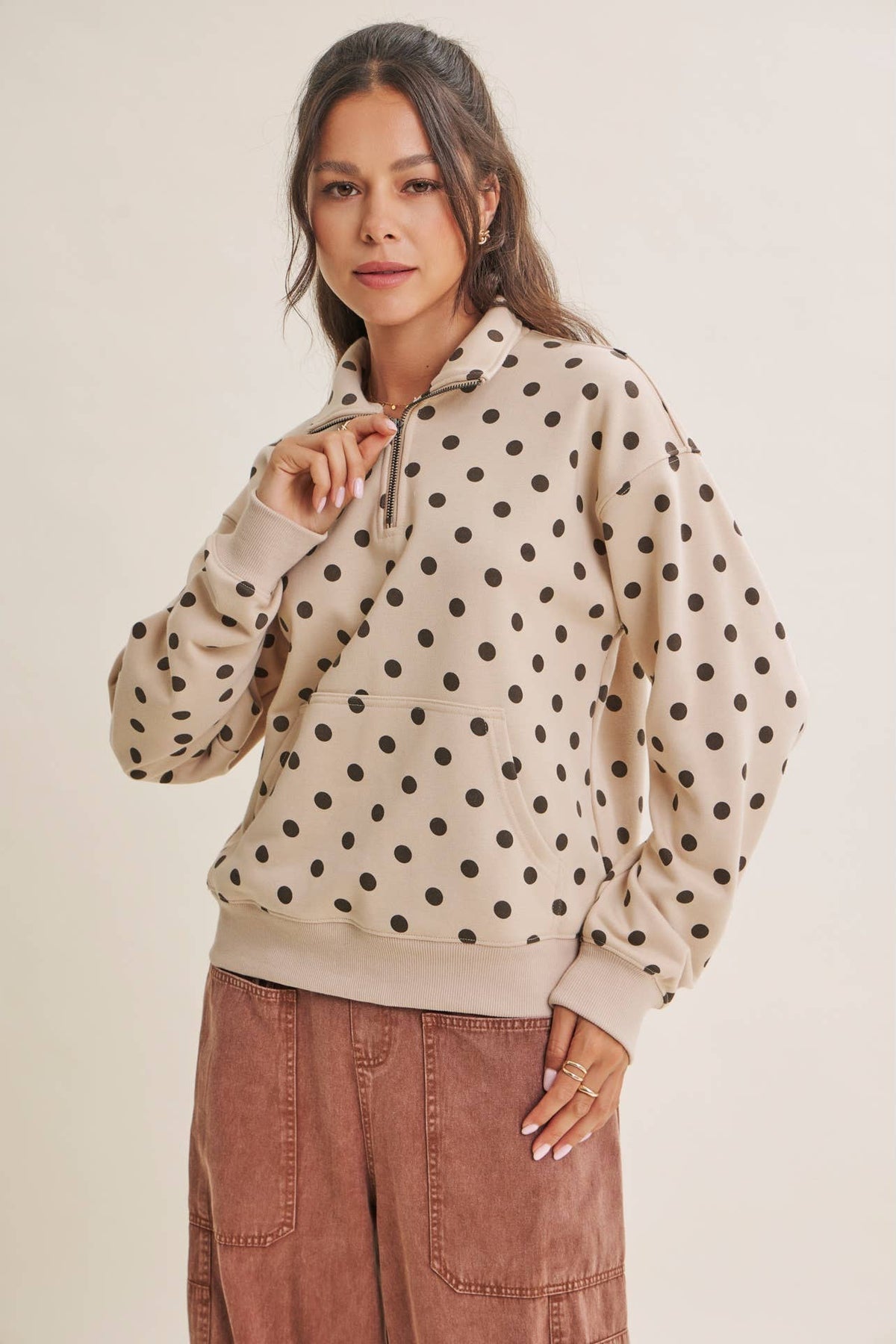 Lennox Polka Dot Half Zip Pullover