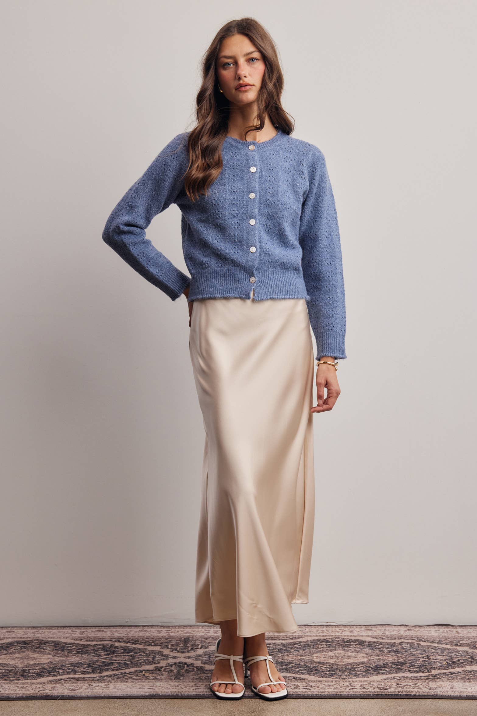 Kasey Pointelle Knit Cardigan