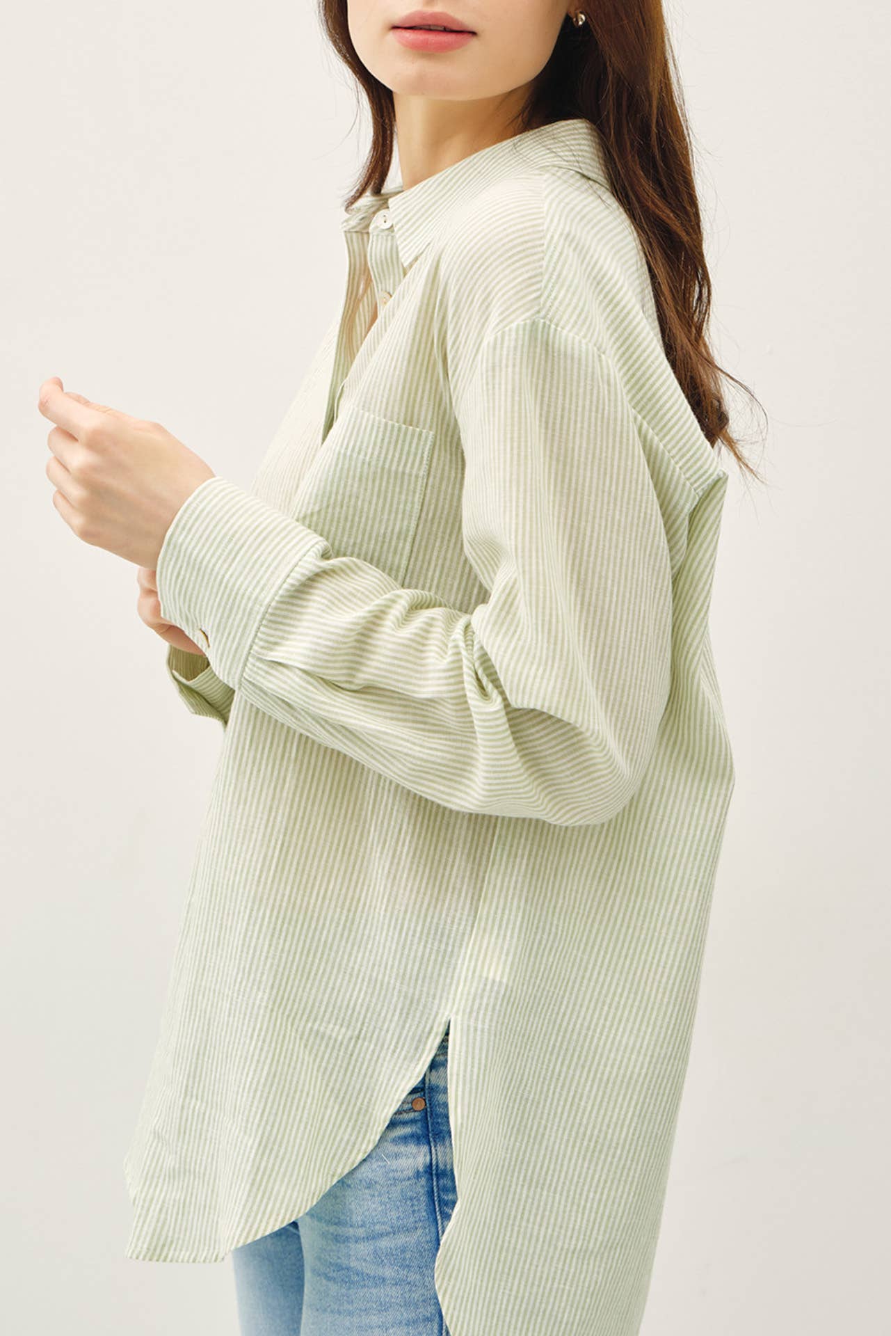 Portia Pinstripe Linen Button Down