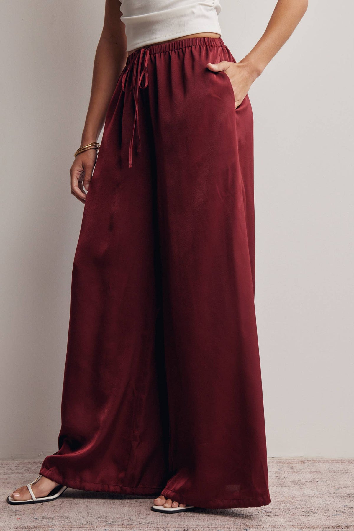 Claudia Wide Leg Tie Hem Pants