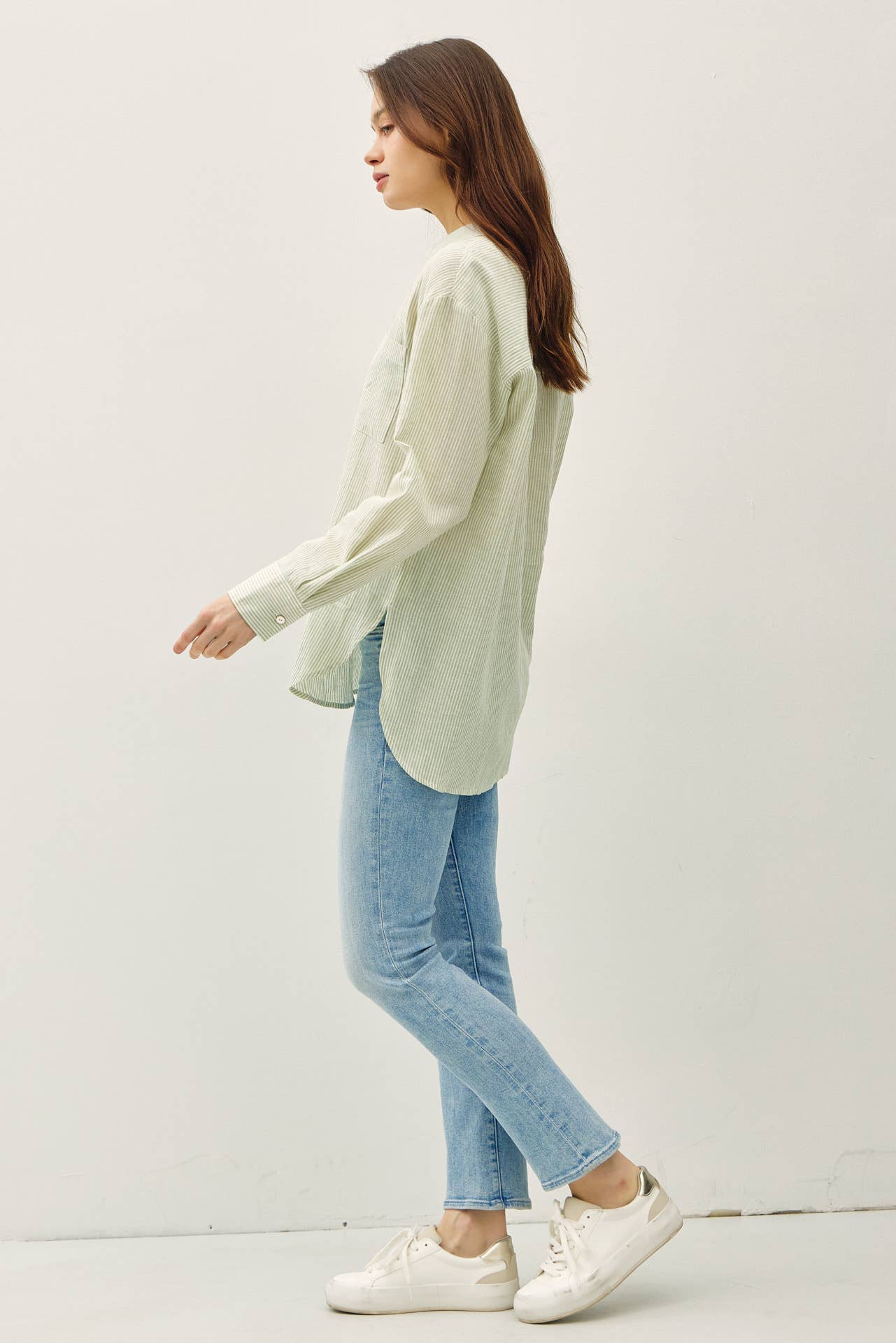 Portia Pinstripe Linen Button Down