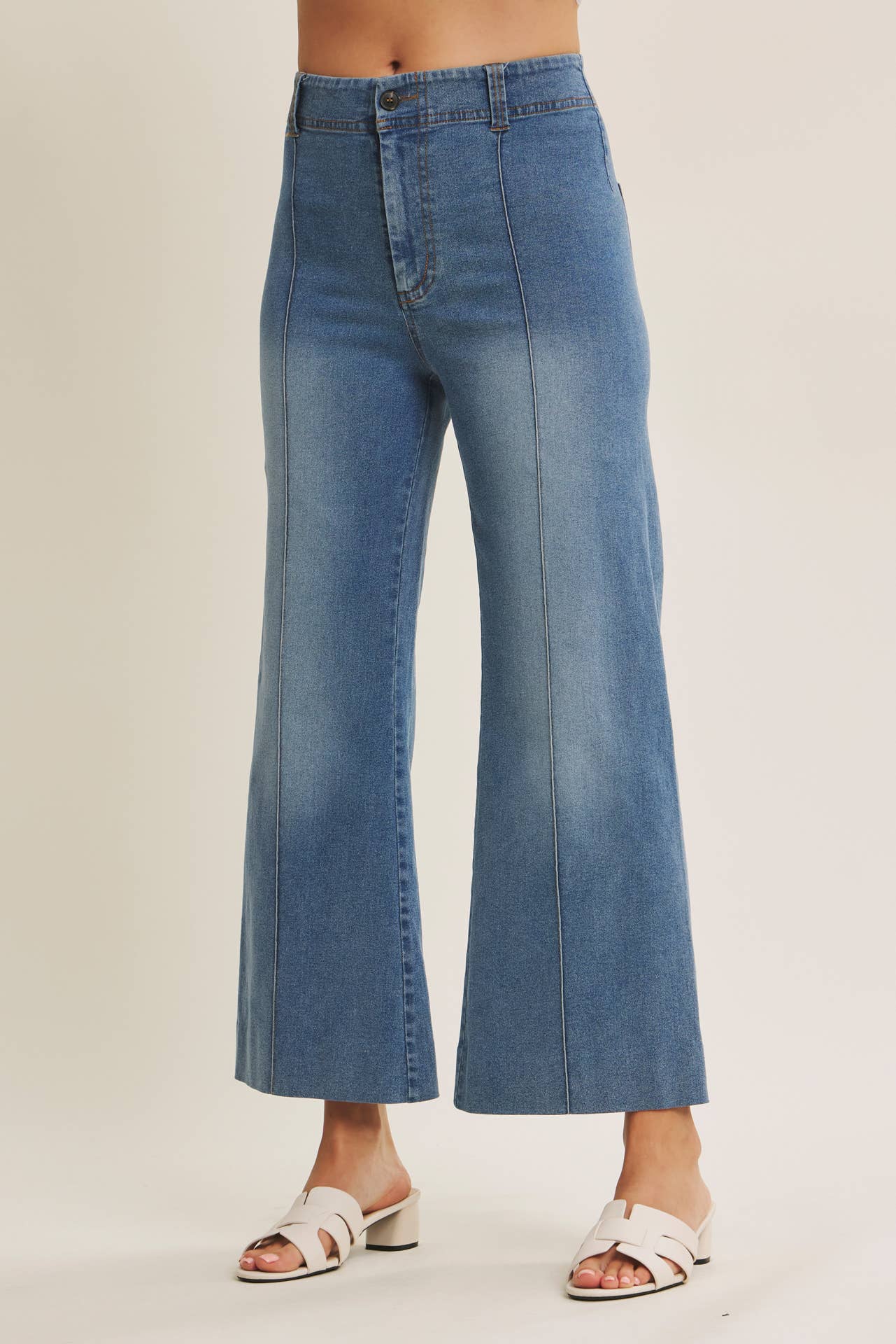Monroe Pintuck Ankle Length Wide Leg Jean