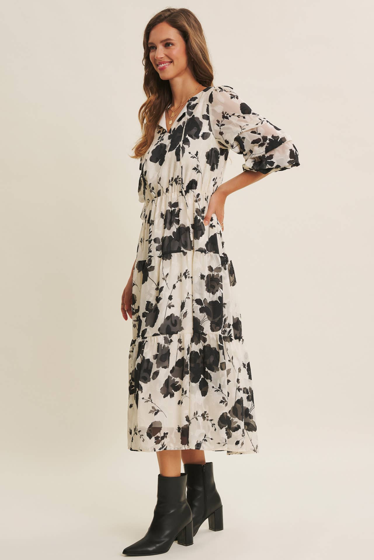 Lauren Jacquard Floral Maxi Dress