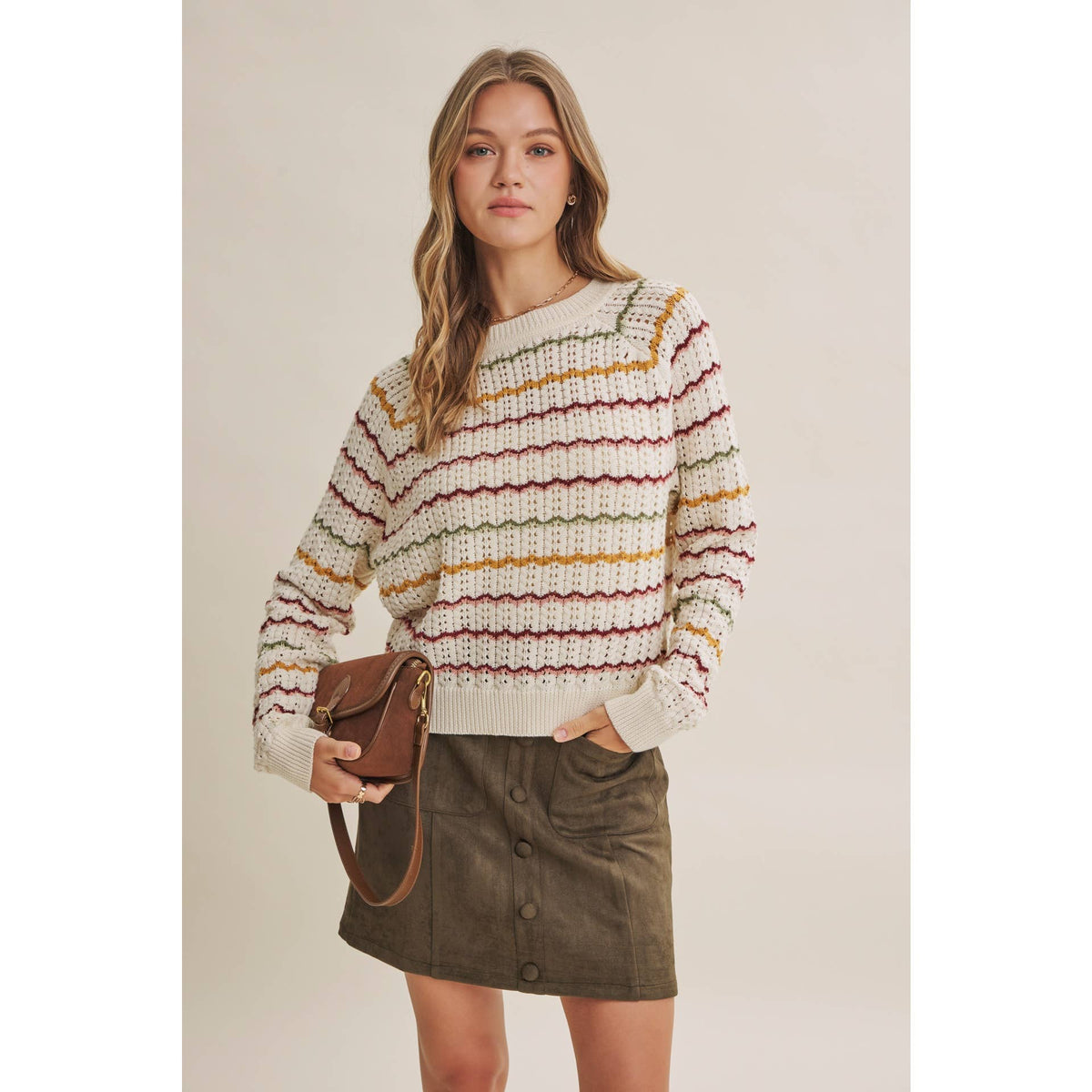 Clover Scallop Stripe Sweater