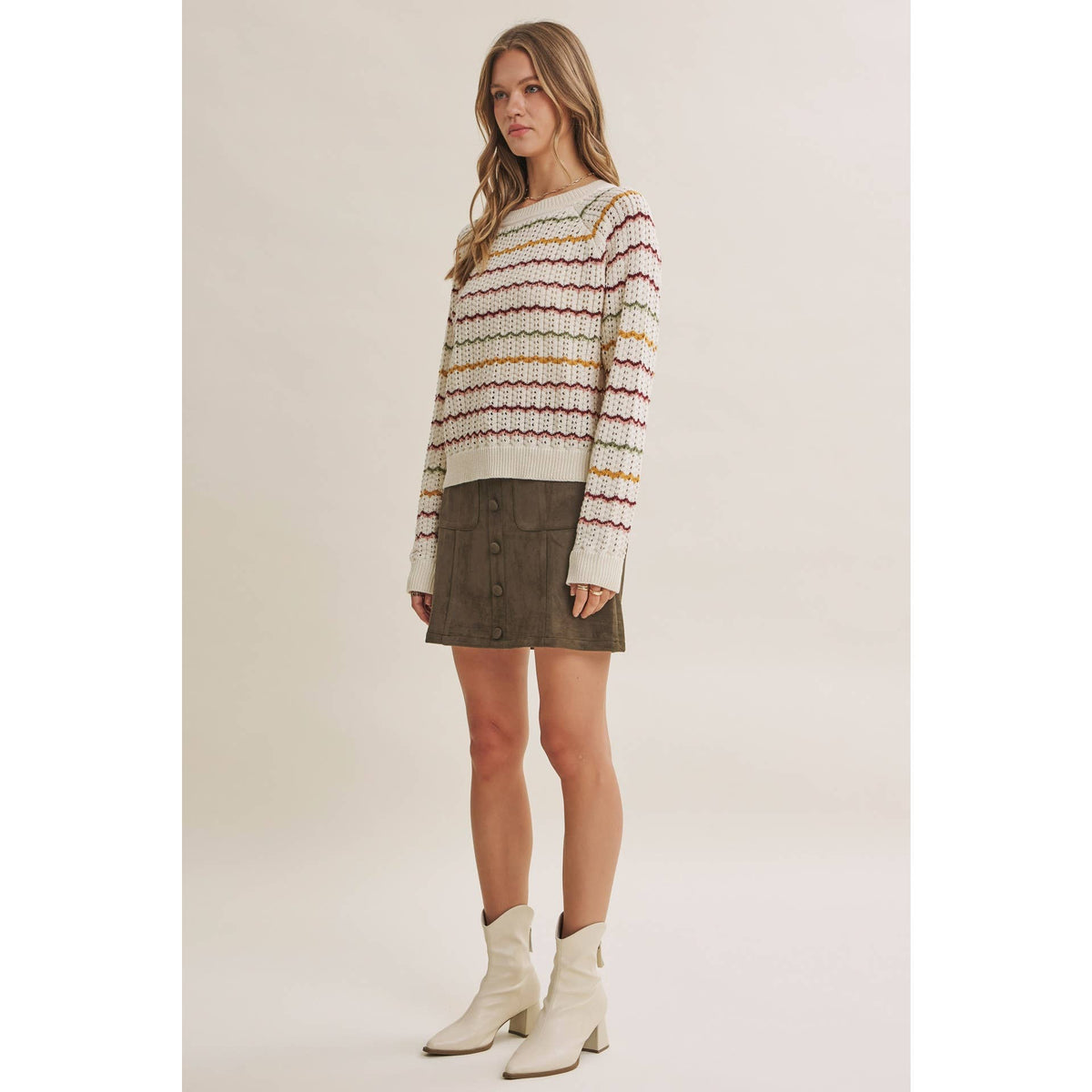 Clover Scallop Stripe Sweater