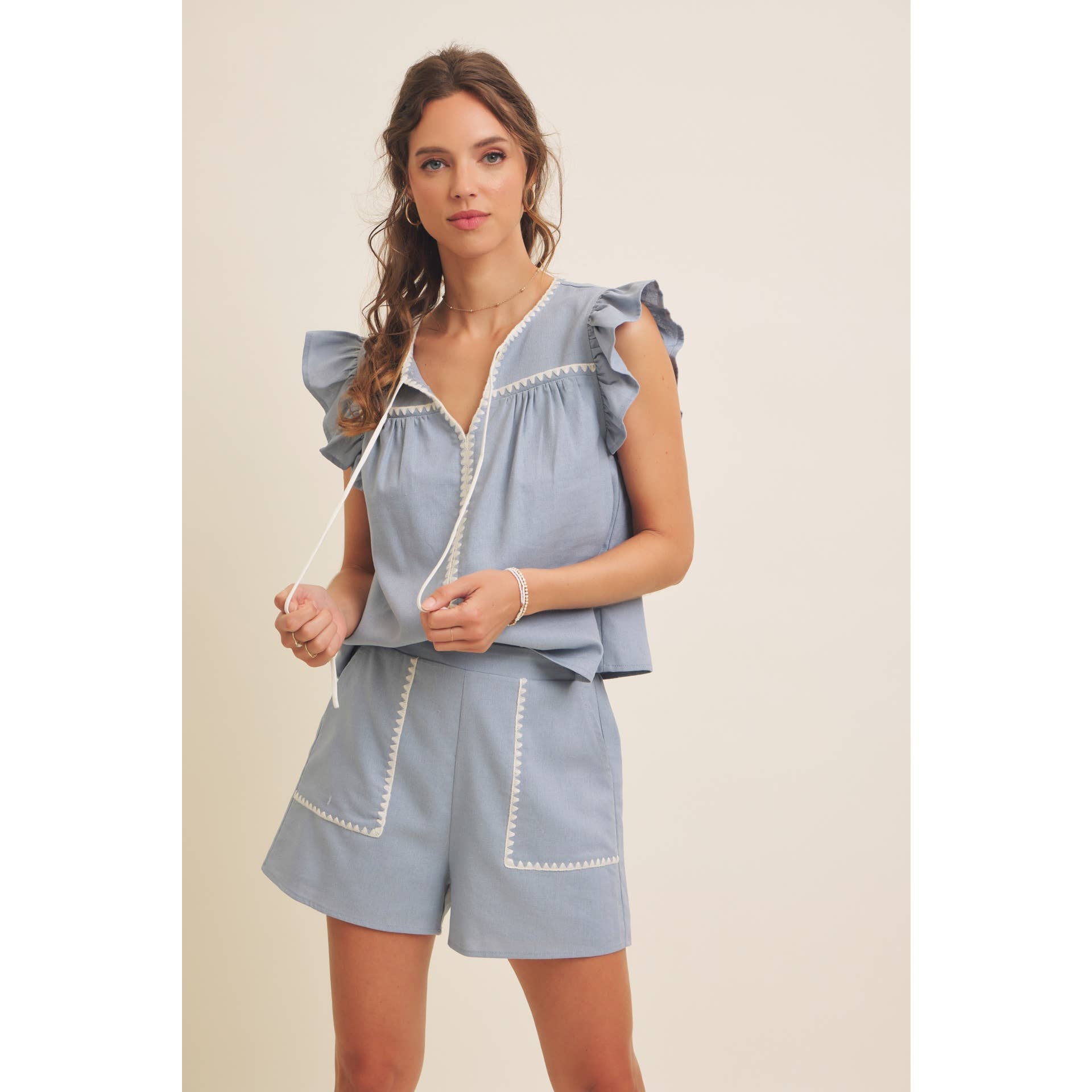 Riley Embroidered Linen Shorts