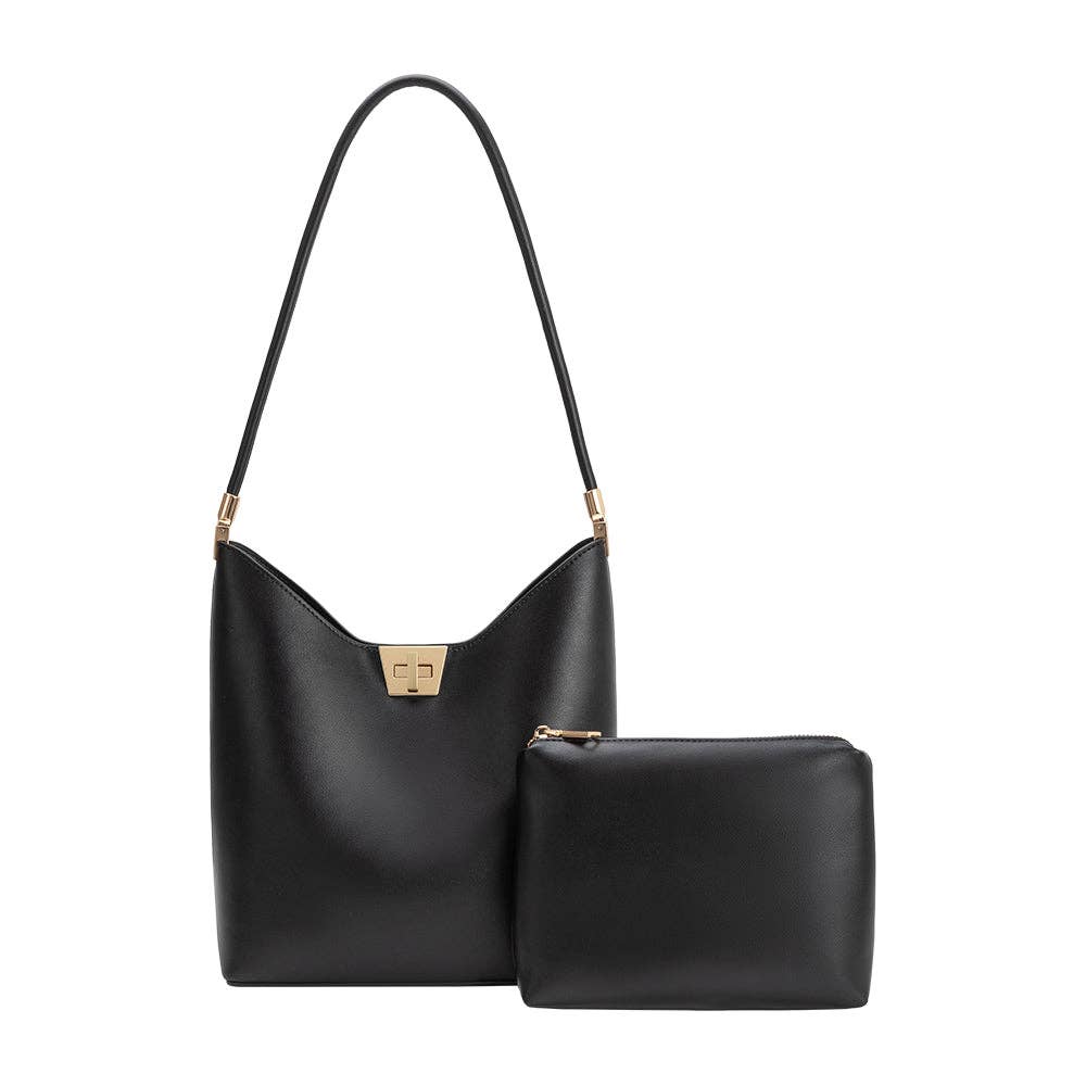 Billie Black Recycled Vegan Leather Tote Bag