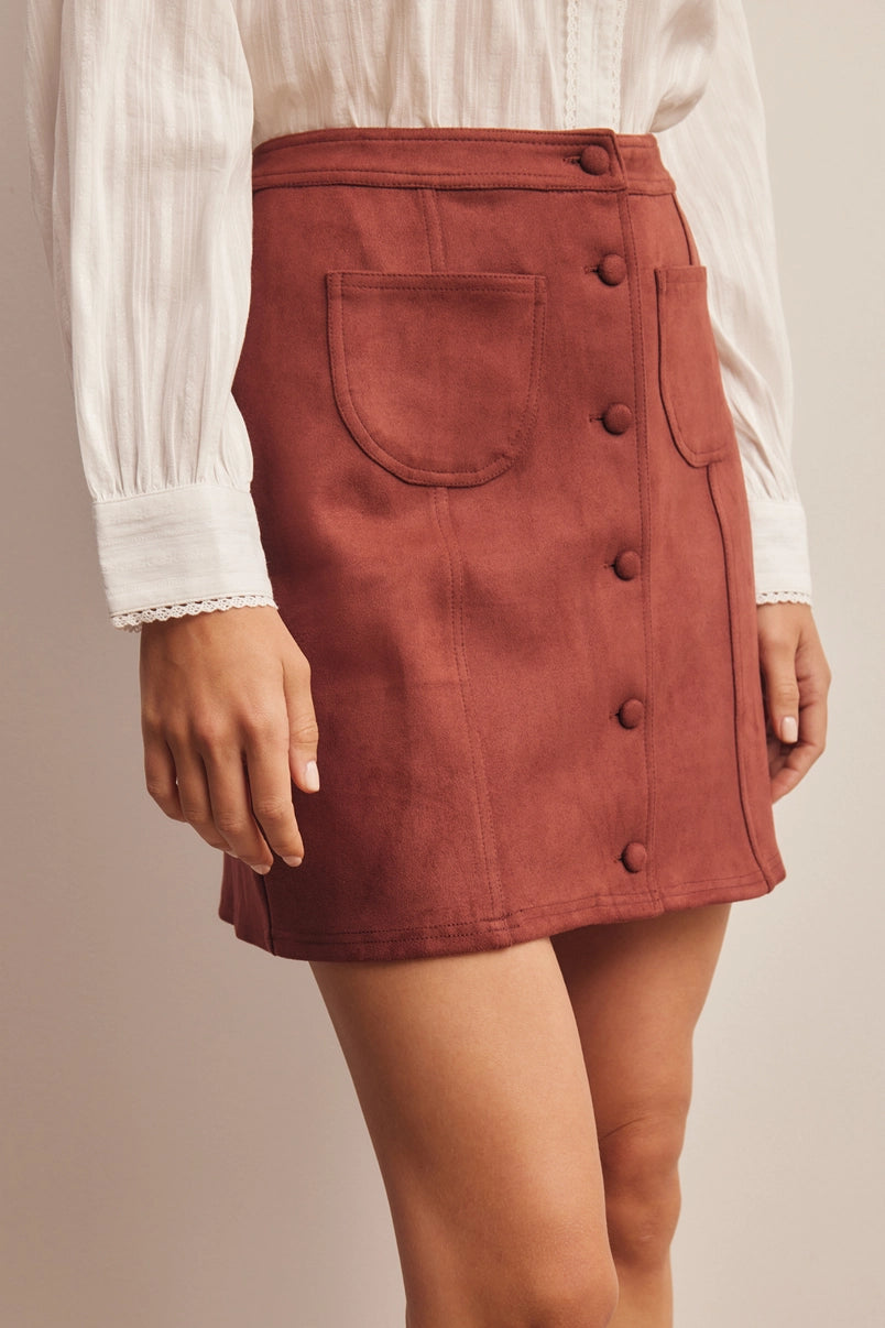 Ruby Front Pocket Suede Mini Skirt