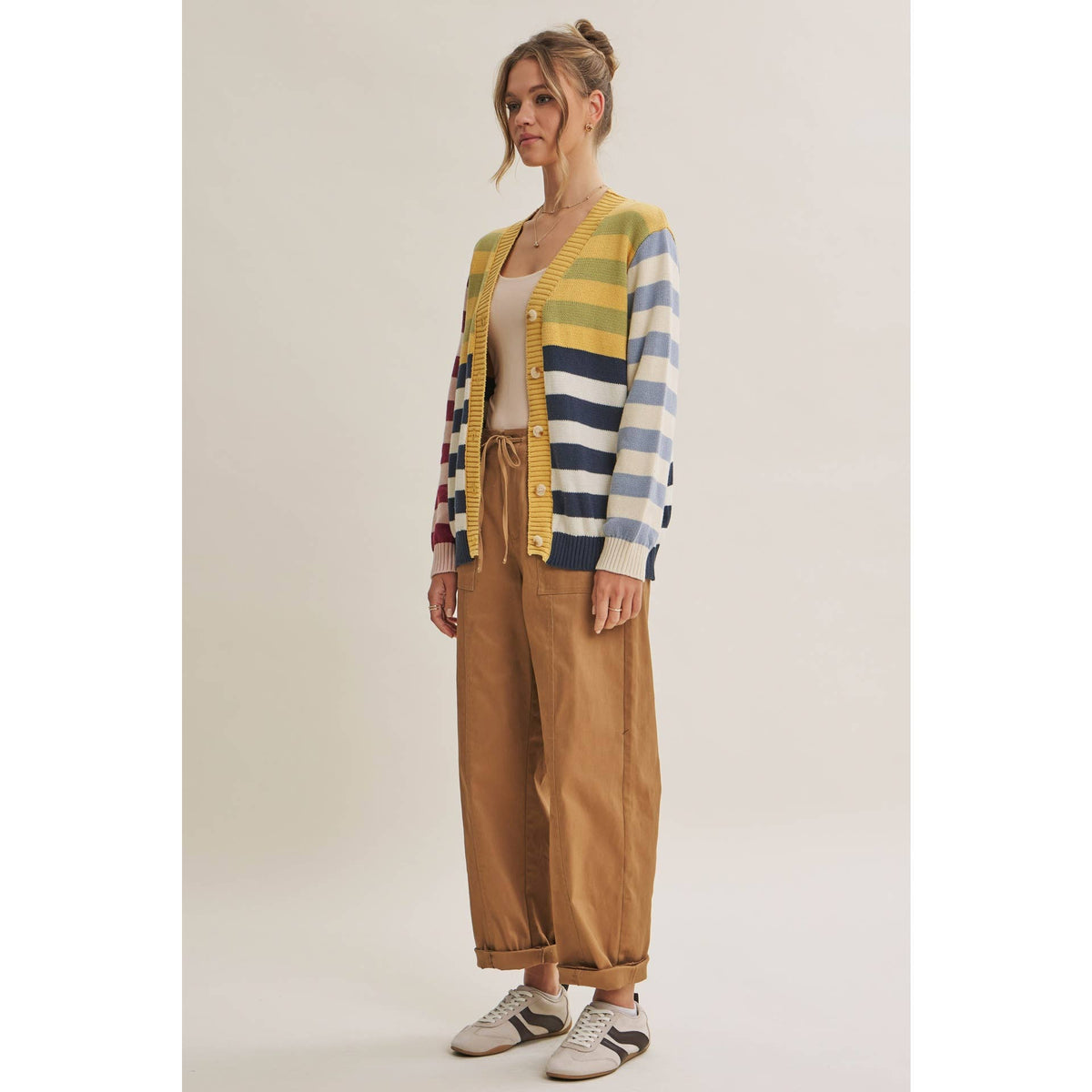 Sally Colorblock Striped Cardigan