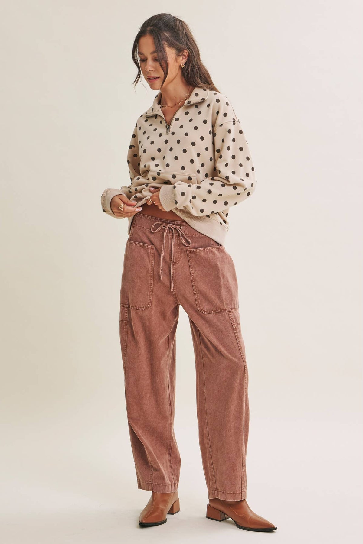 Lennox Polka Dot Half Zip Pullover