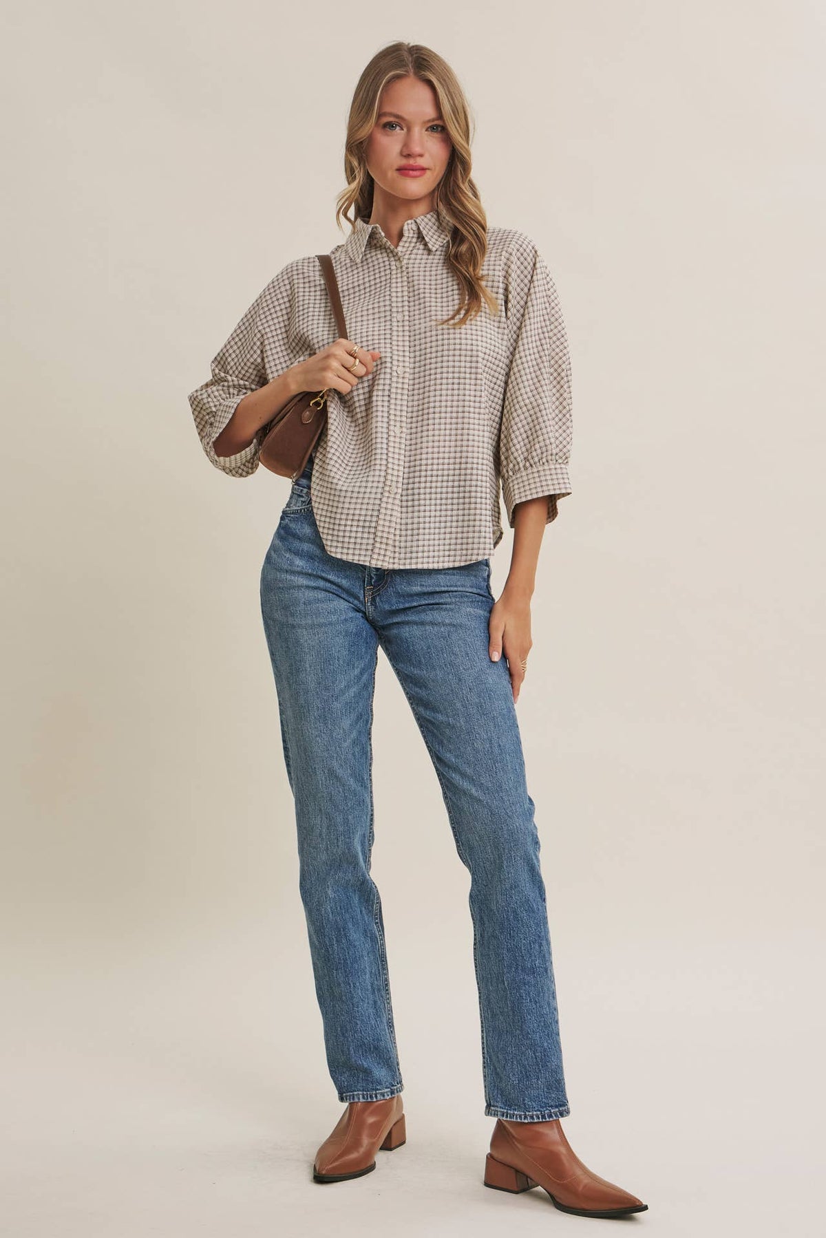 Delta Plaid Dolman Button Down