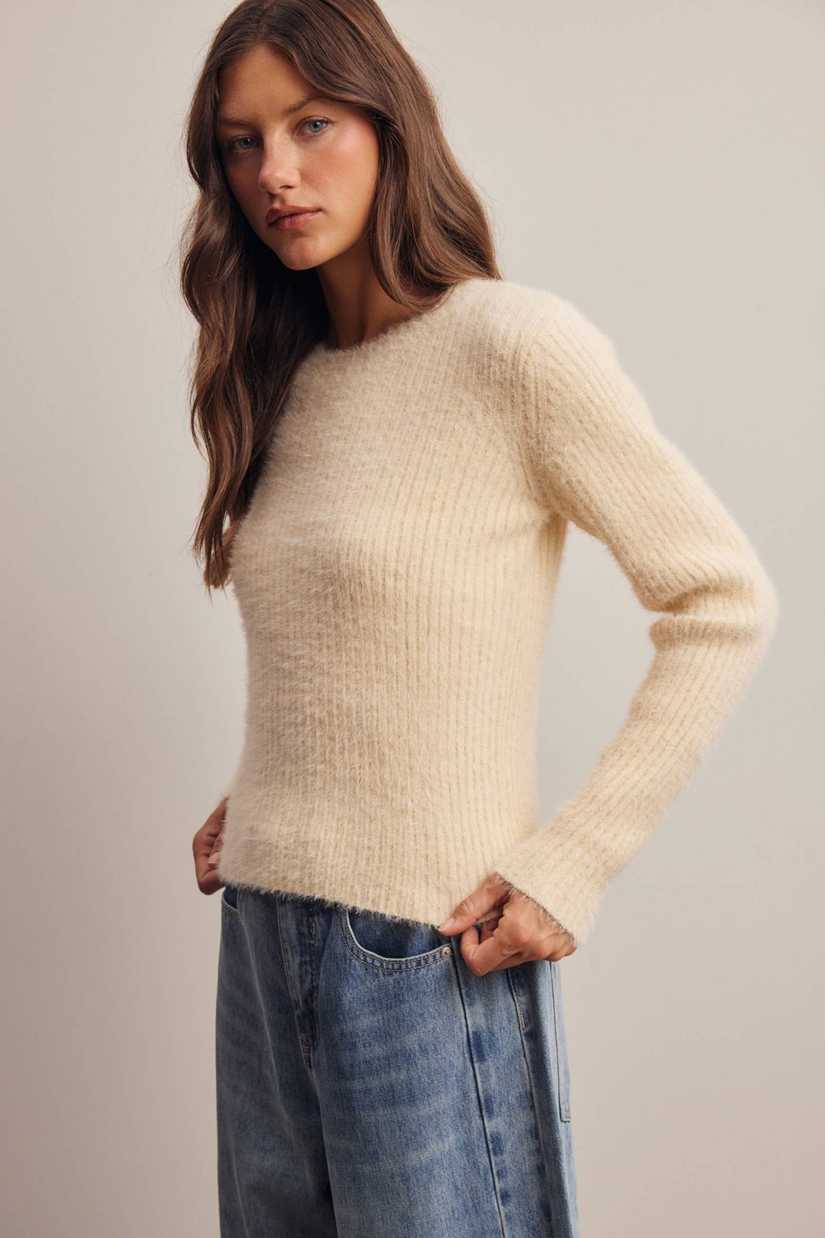 Brielle Brushed Rib Knit Sweater