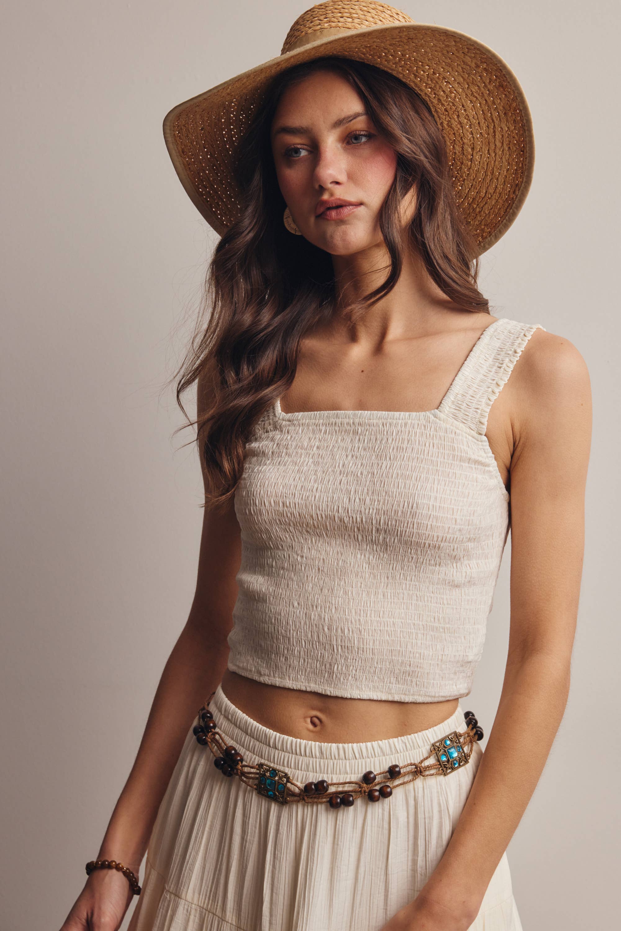 Vera Smocked Crop Tank