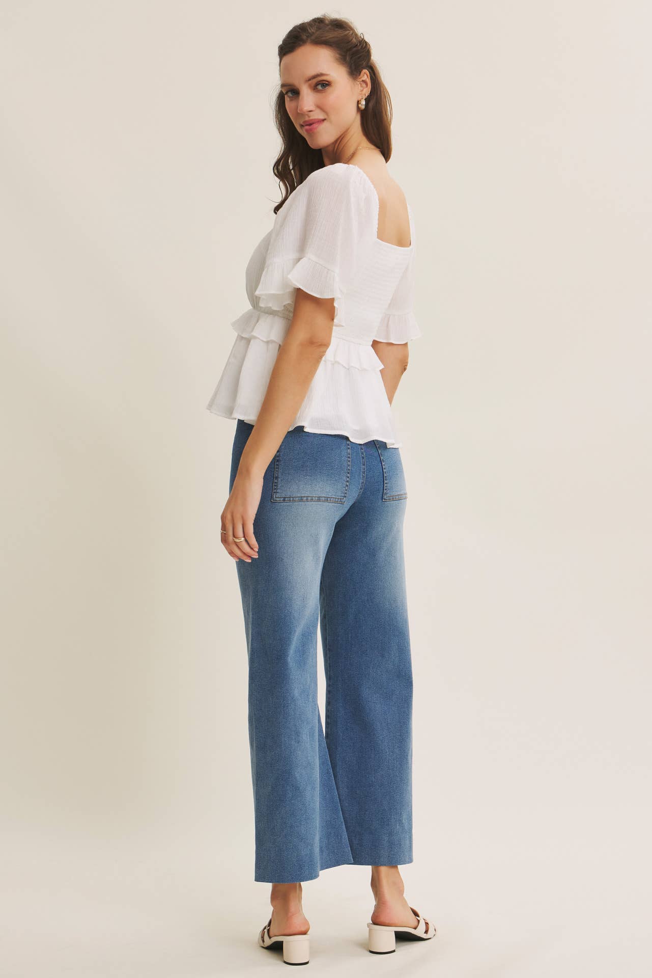 Monroe Pintuck Ankle Length Wide Leg Jean