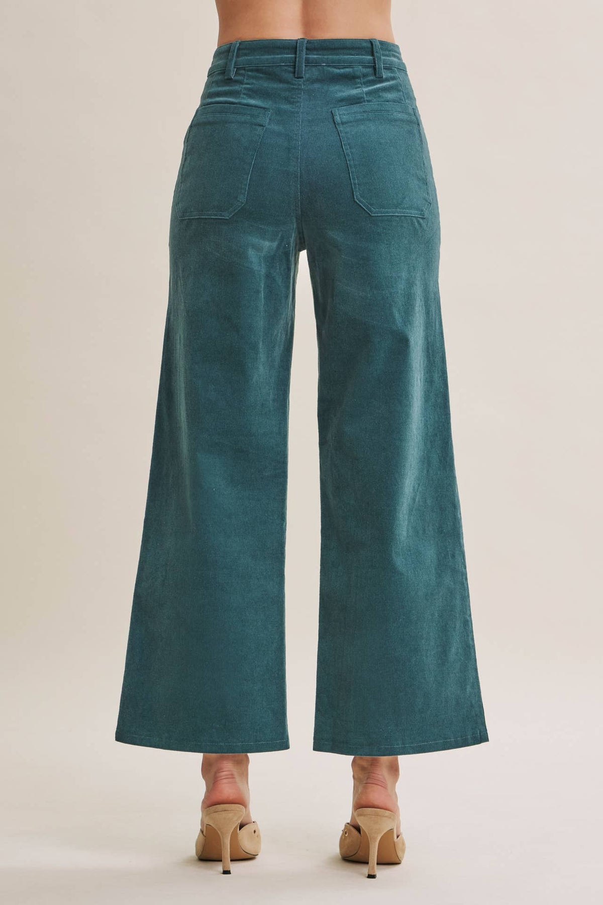Danielle Corduroy Wide Leg Pant in Forest Green