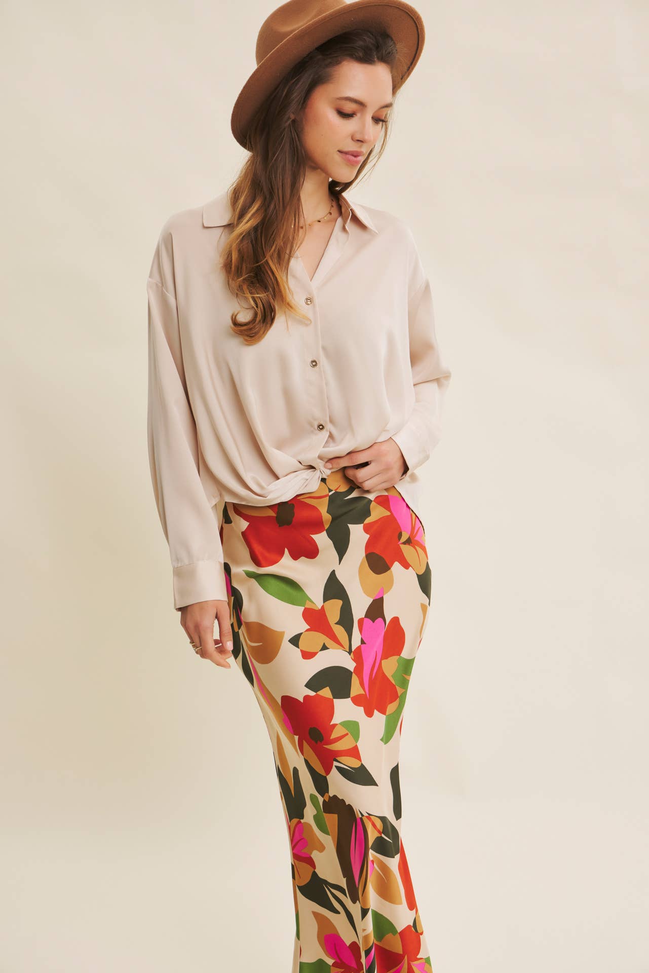 Bianca Knotted Satin Shirt