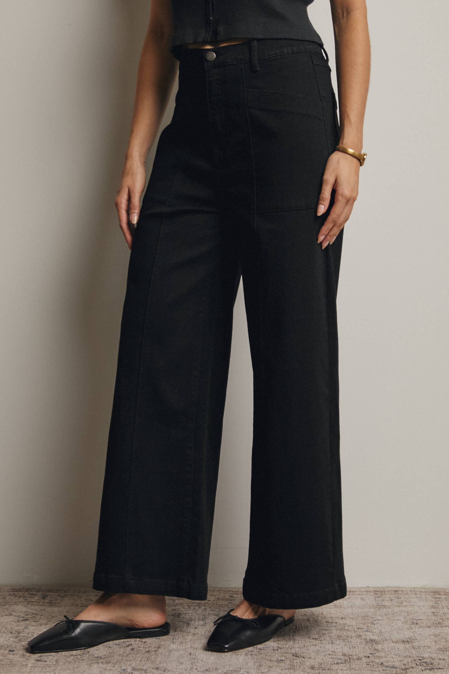 Caroline Wide-Leg Stretch Denim Pants