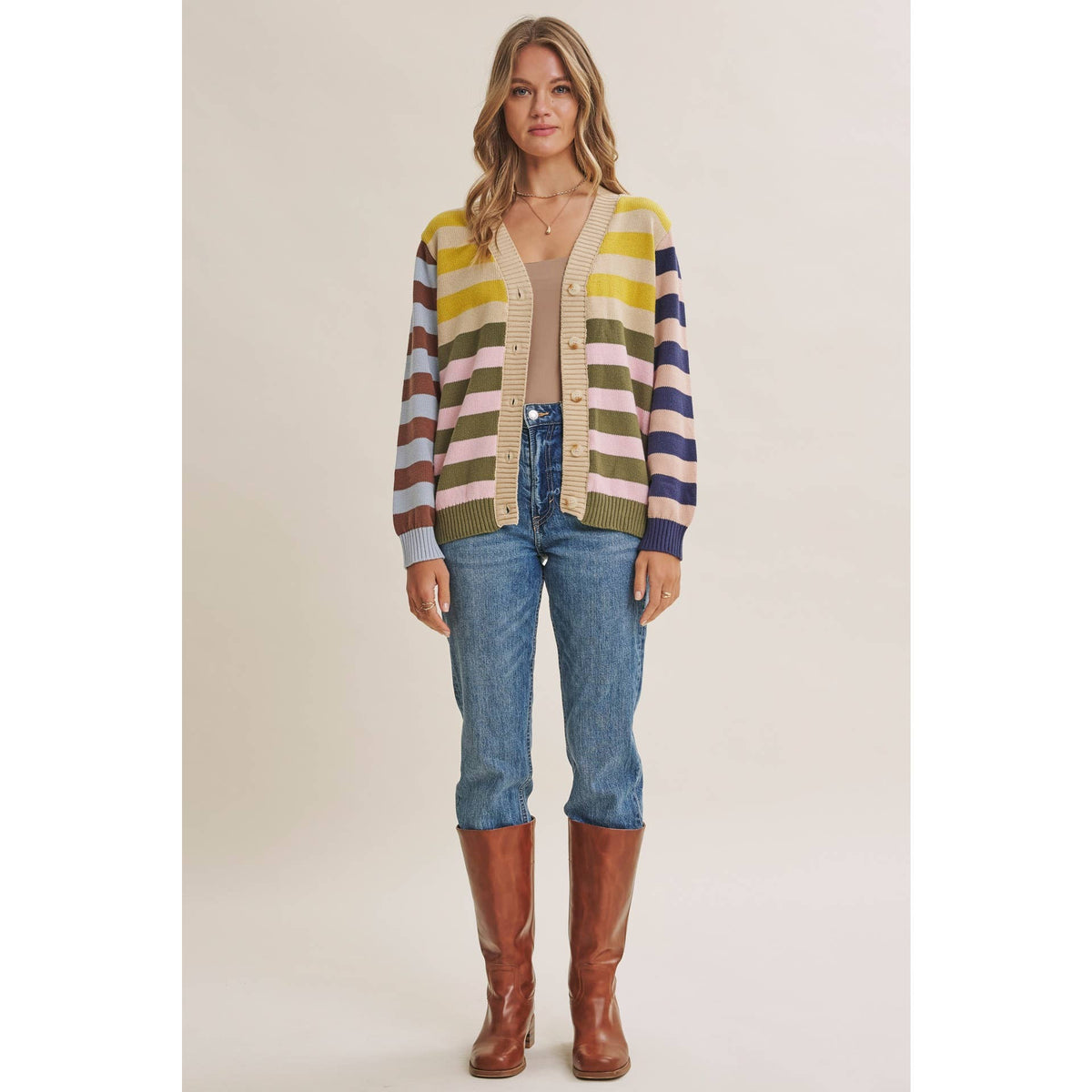 Sally Colorblock Striped Cardigan