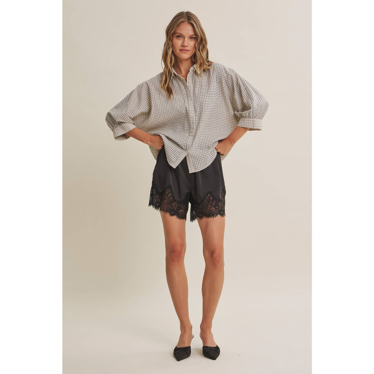 Delta Plaid Dolman Button Down