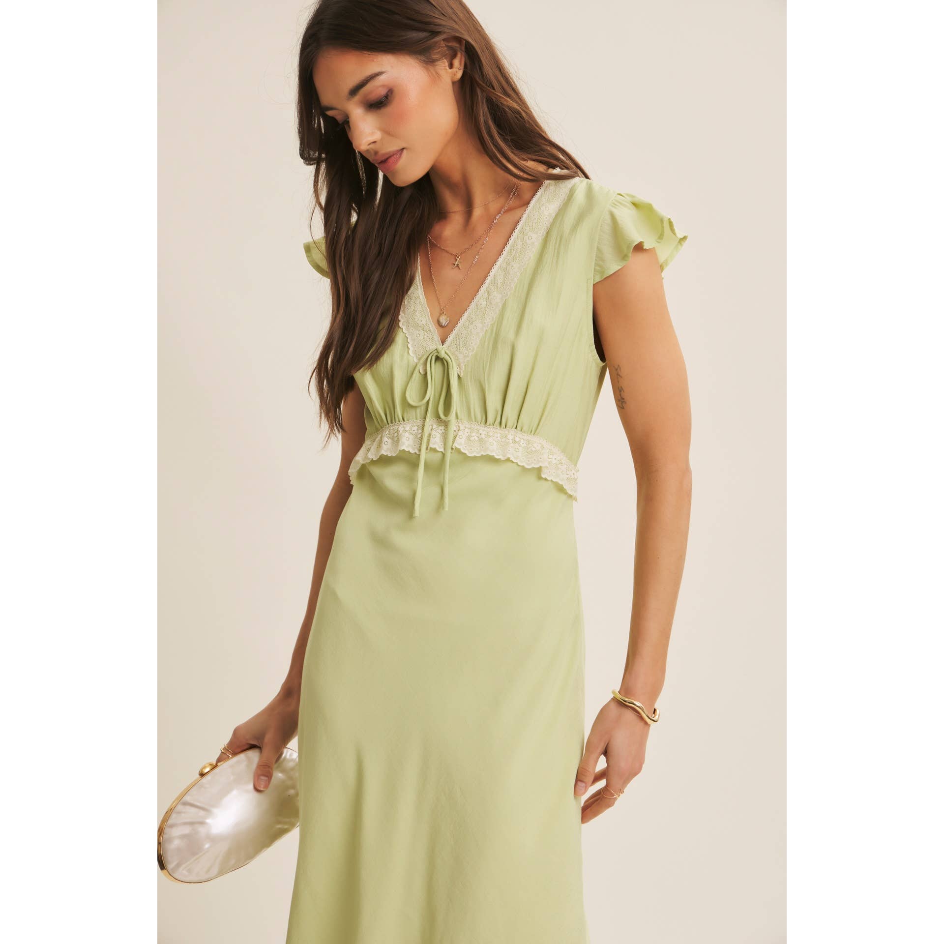 Lori Lace Trimmed Midi Dress