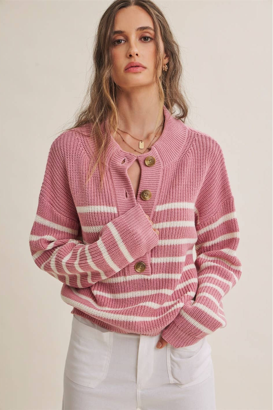 Nadia Striped Henley Sweater